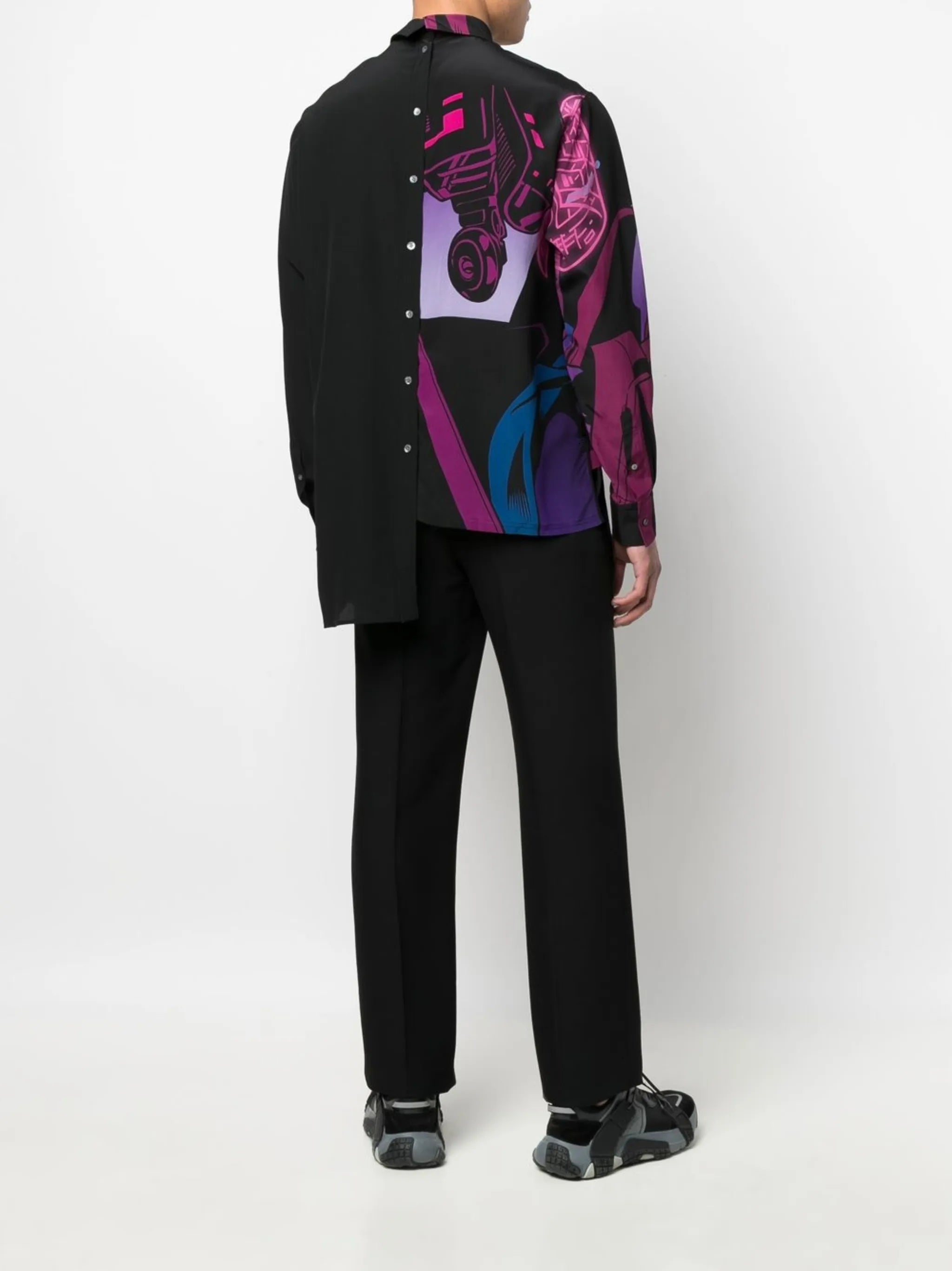 Batman-print silk shirt