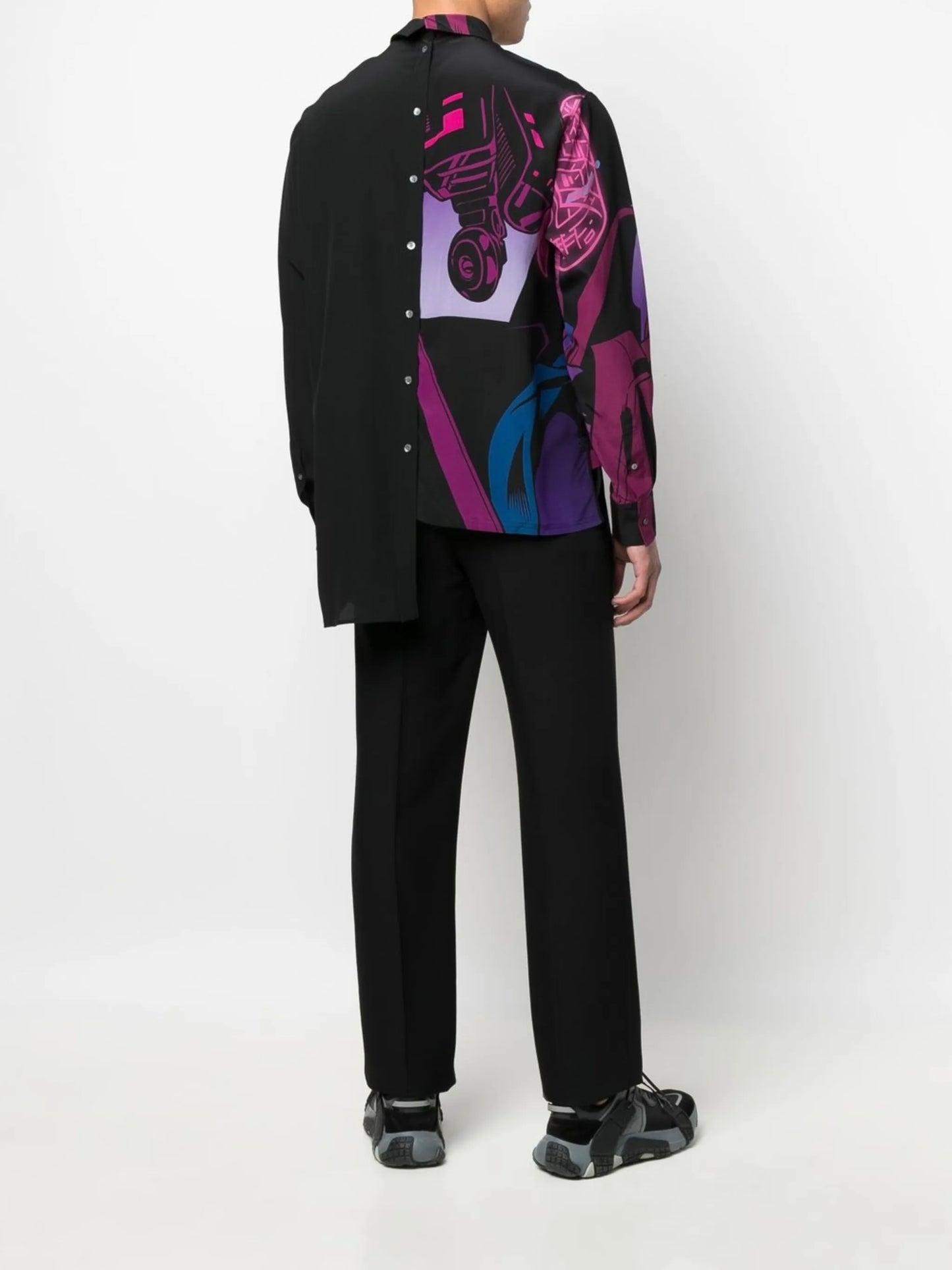 Batman-print silk shirt