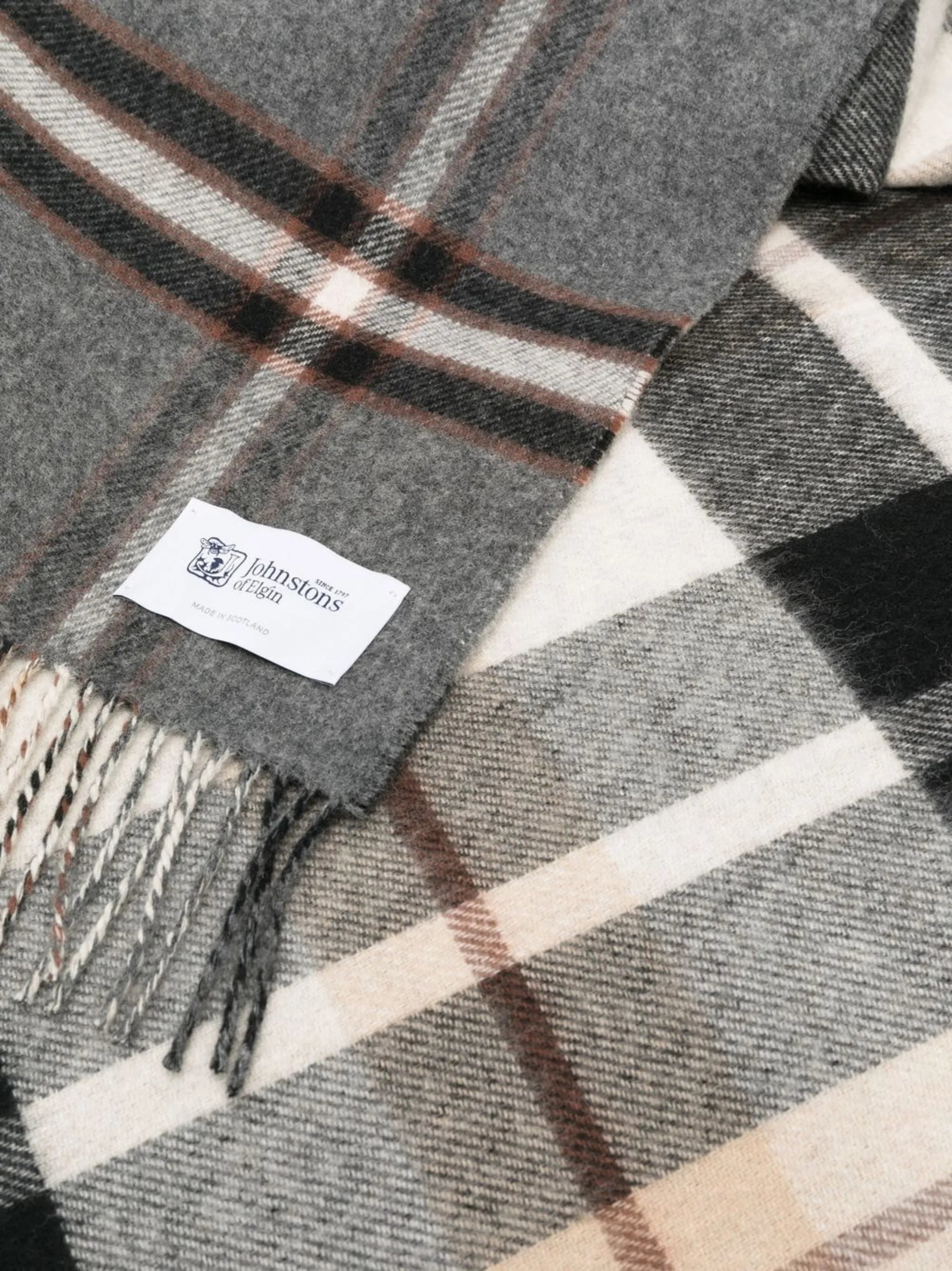 plaid check fringed blanket