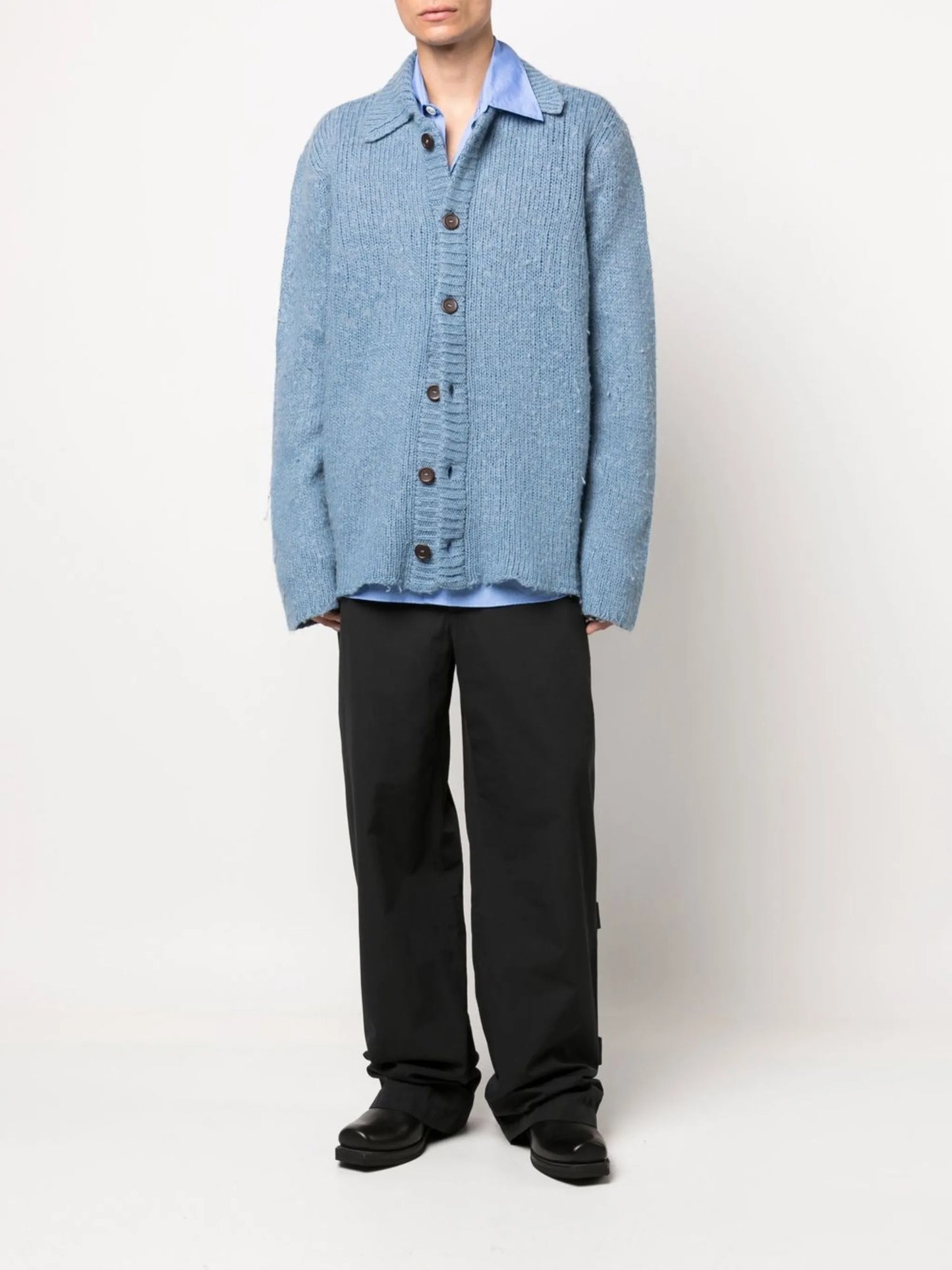 ribbed-trim buttoned cardigan