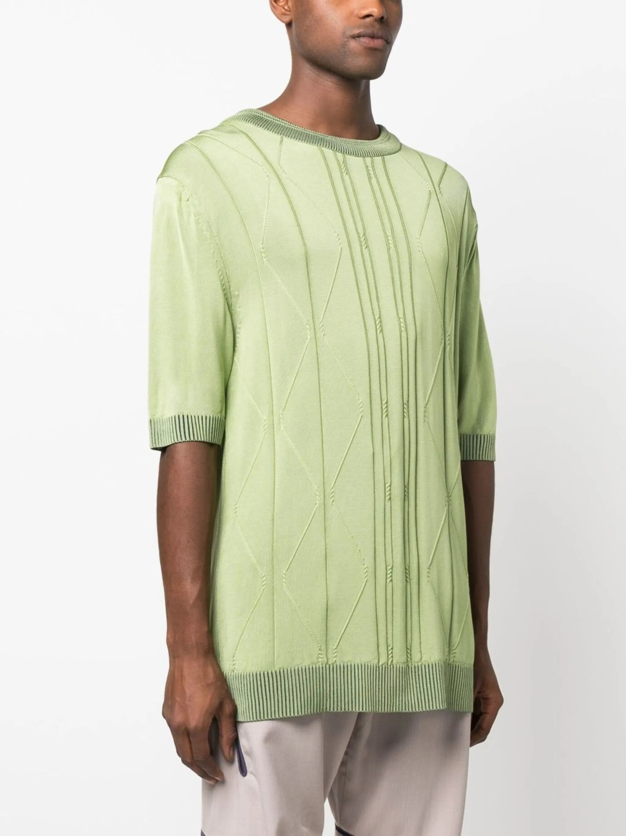fine cable knit short sleeve jumper
