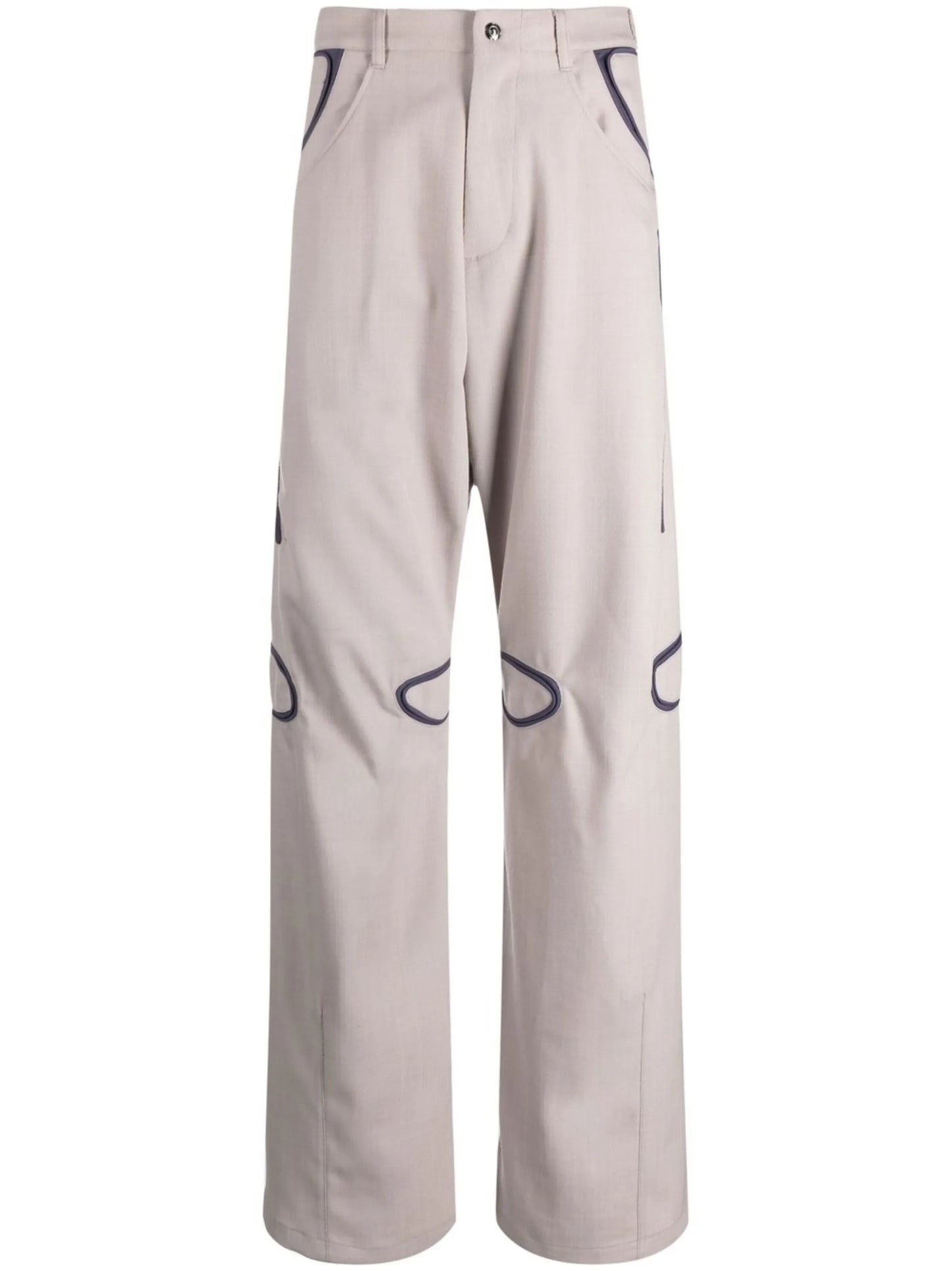 contrast piped straight trousers