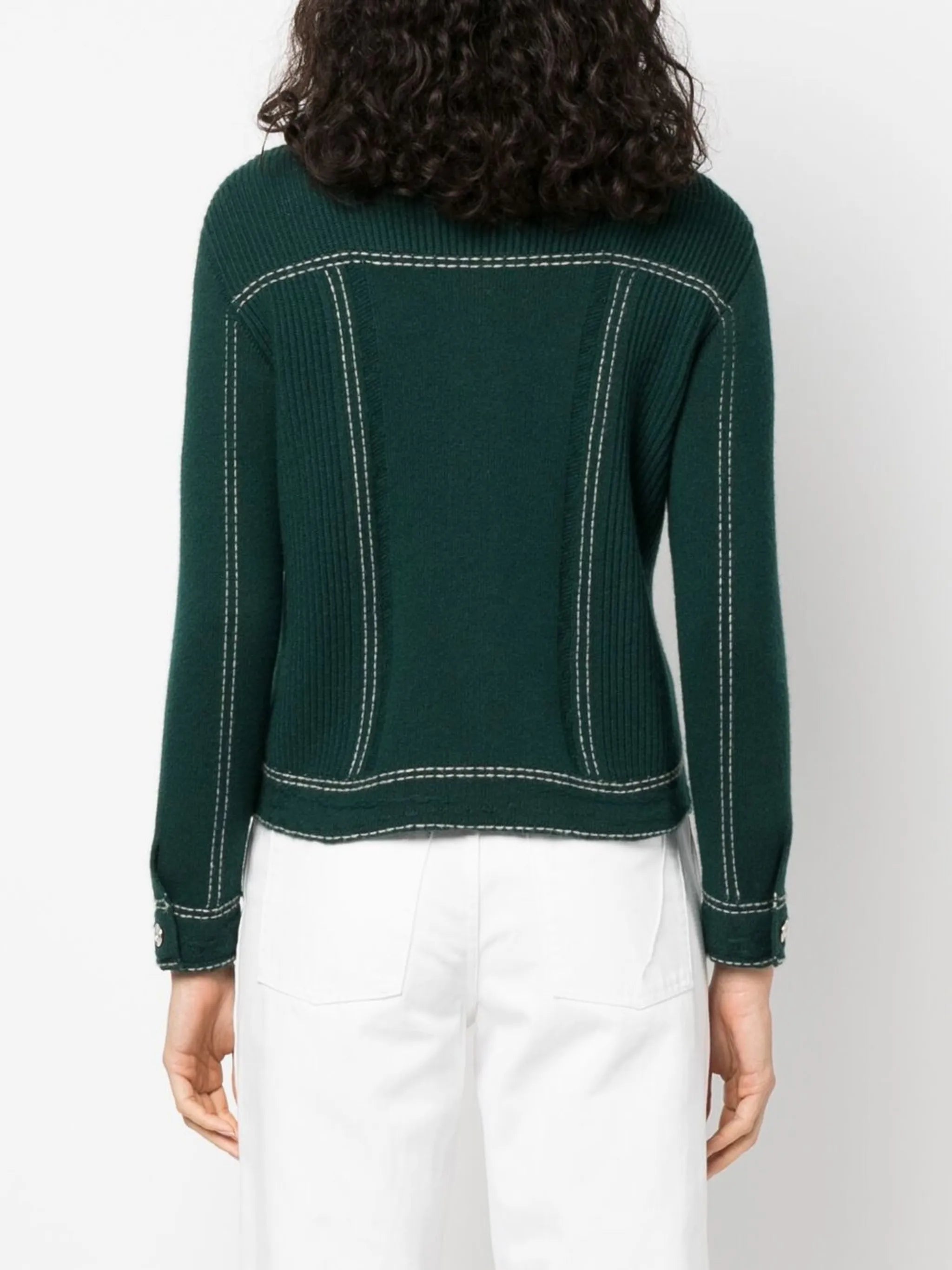 contrasting-stitch detail knit cardigan
