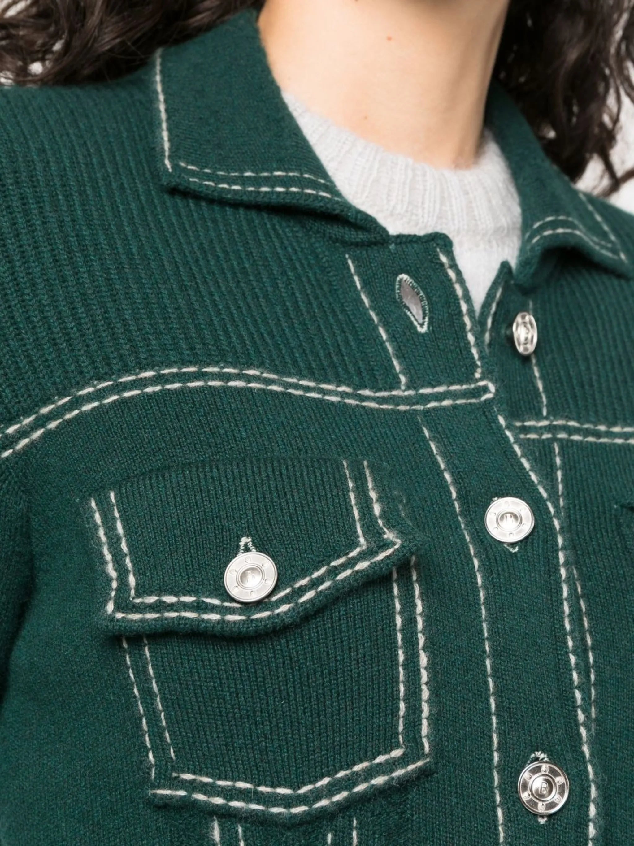 contrasting-stitch detail knit cardigan