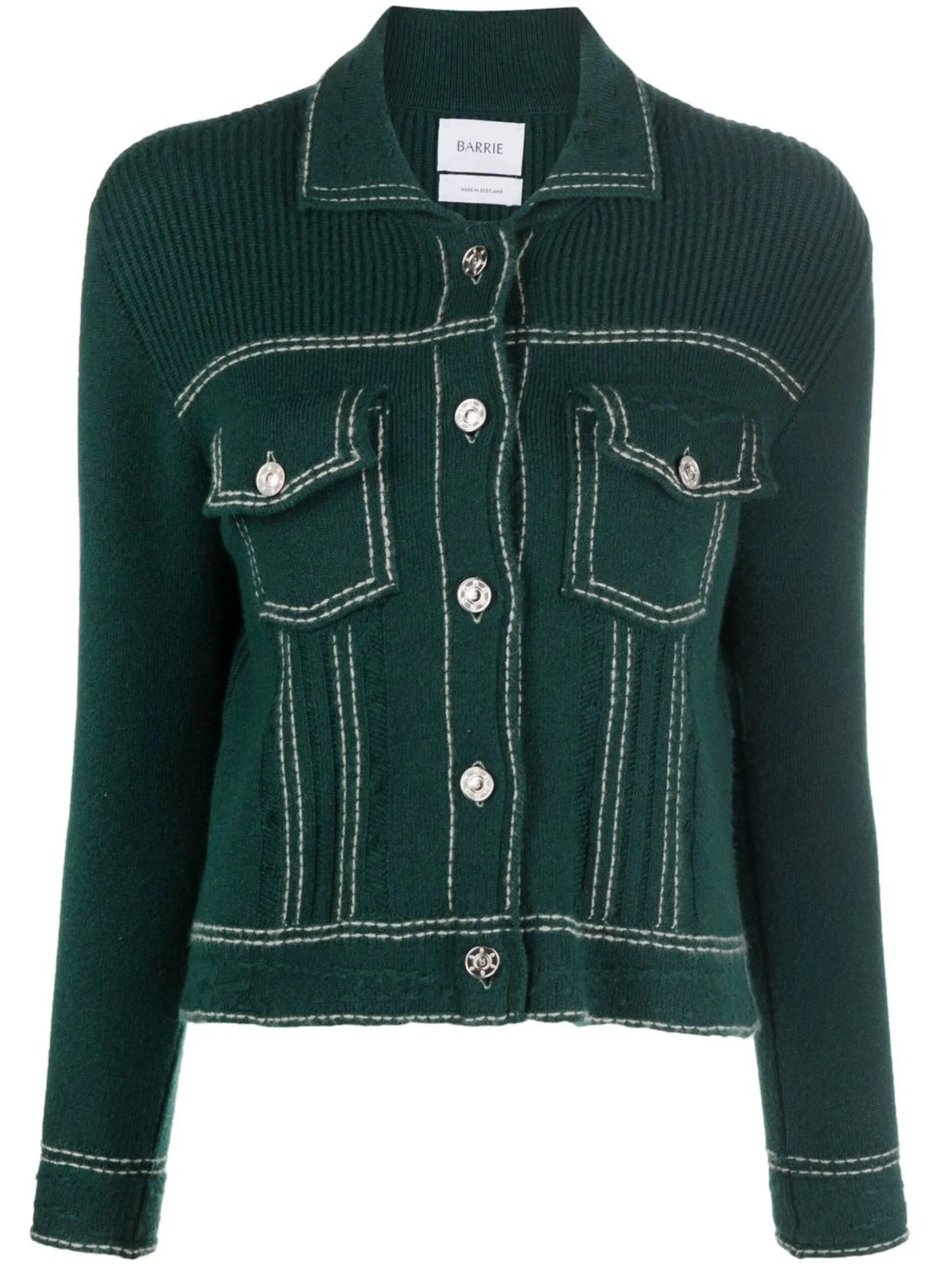 contrasting-stitch detail knit cardigan