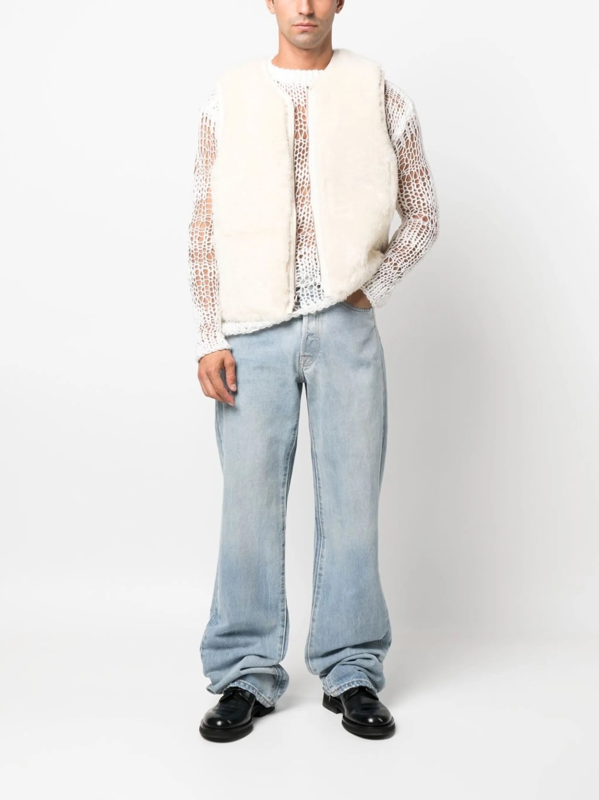 reversible shearling gilet