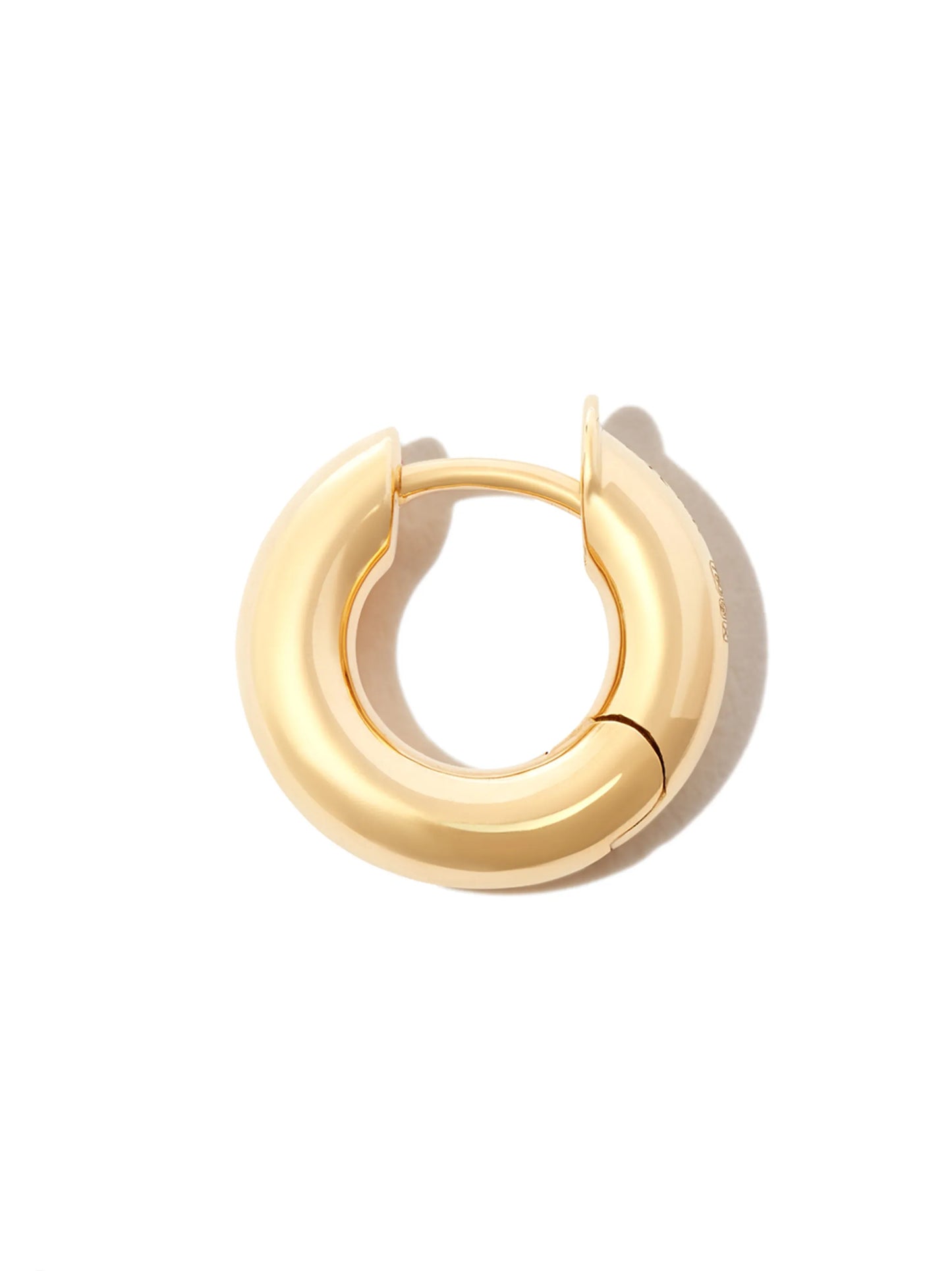 18kt yellow gold macro plain single hoop earring