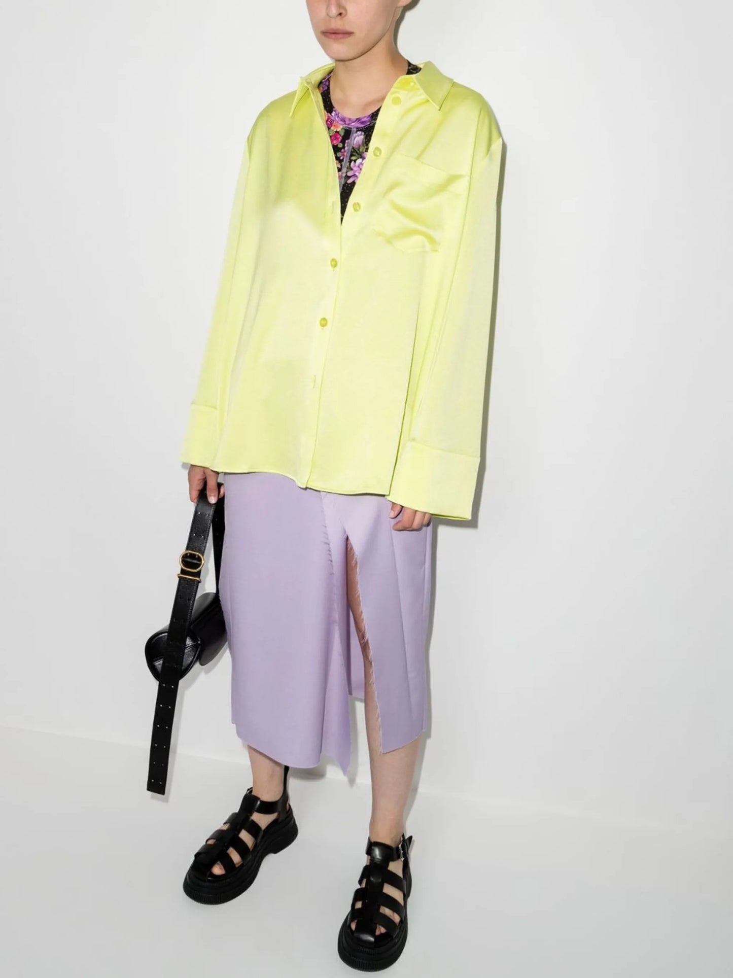 Summer oversized satin shirt