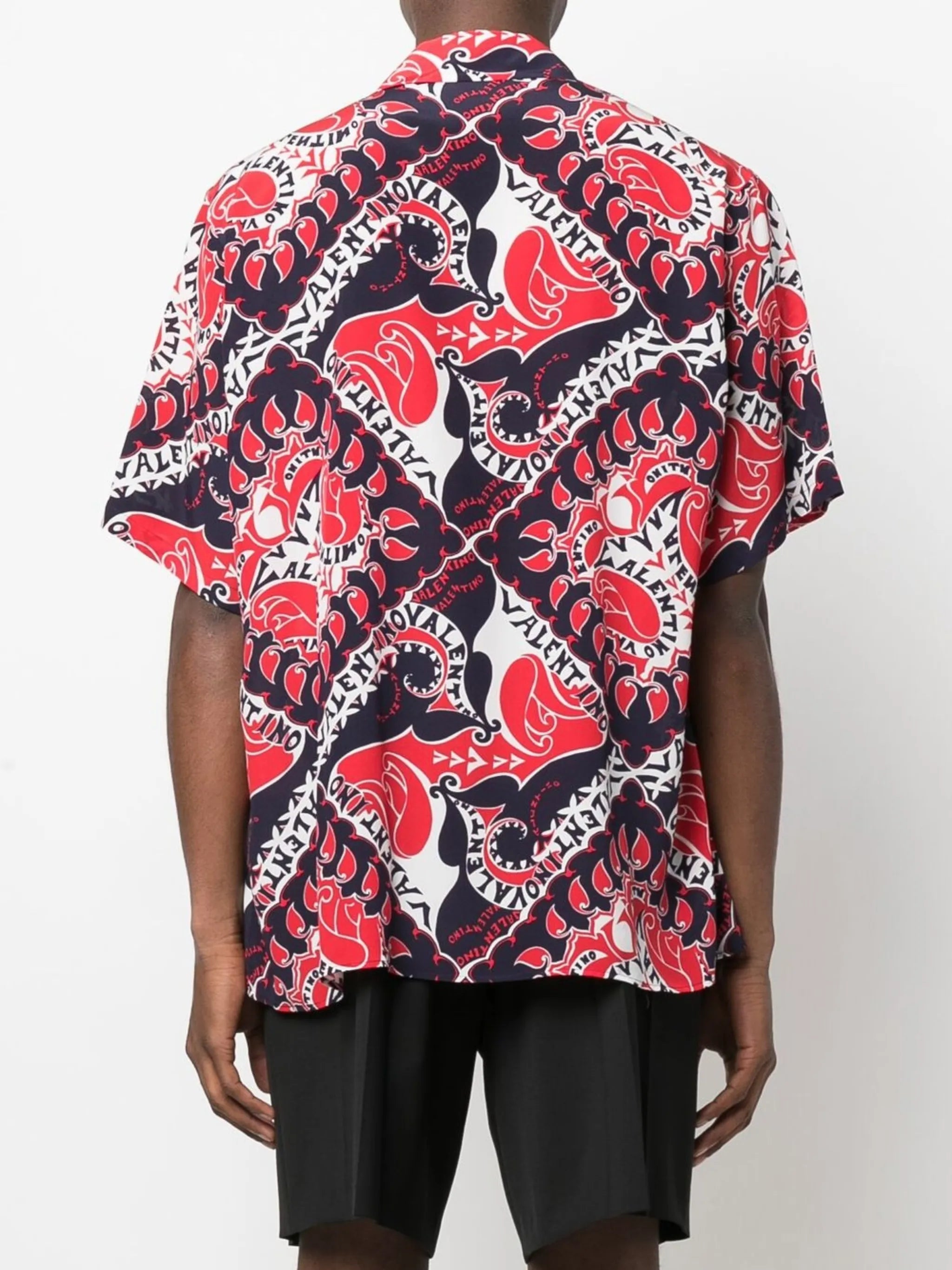 bandana-print short-sleeve silk shirt
