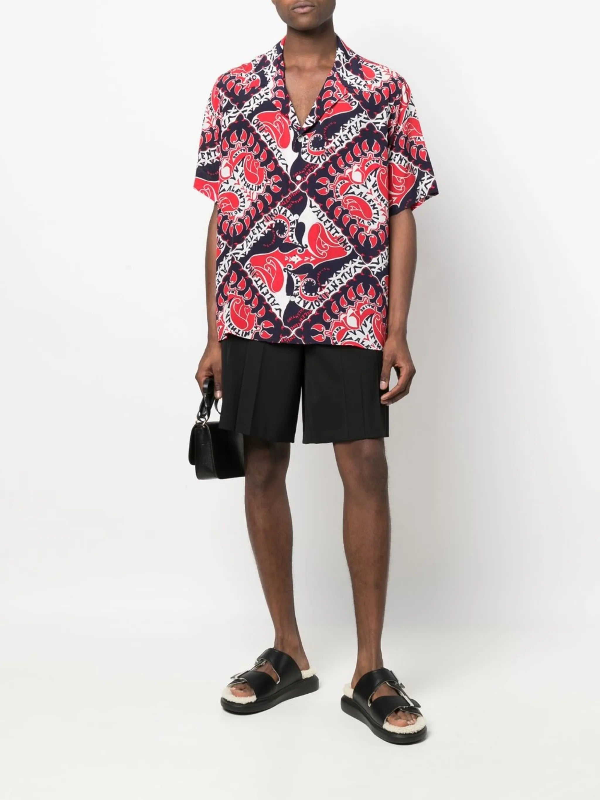 bandana-print short-sleeve silk shirt