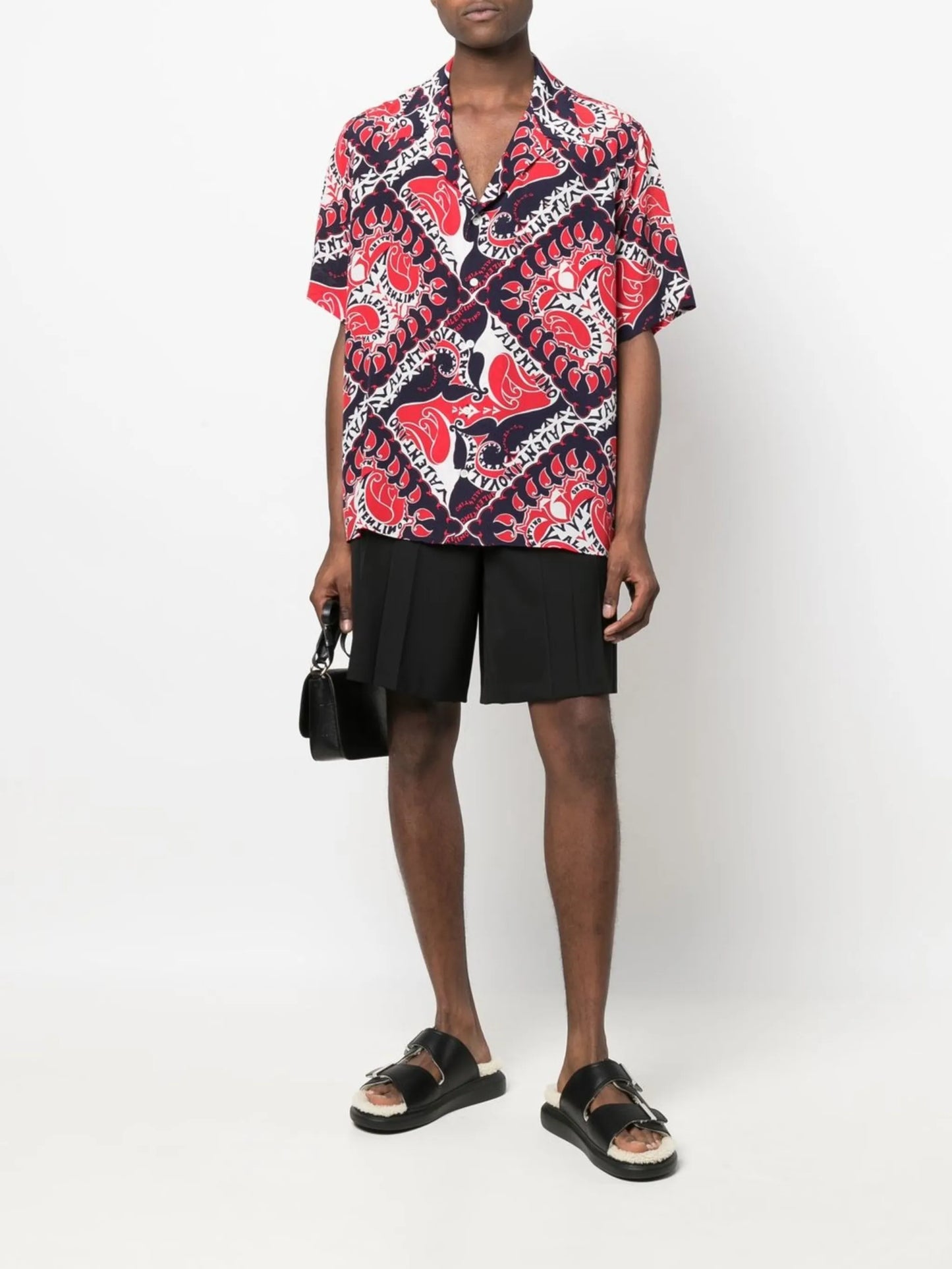 bandana-print short-sleeve silk shirt