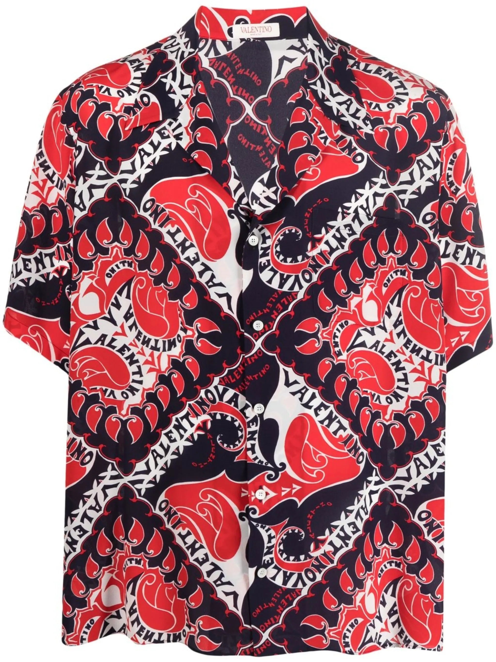 bandana-print short-sleeve silk shirt