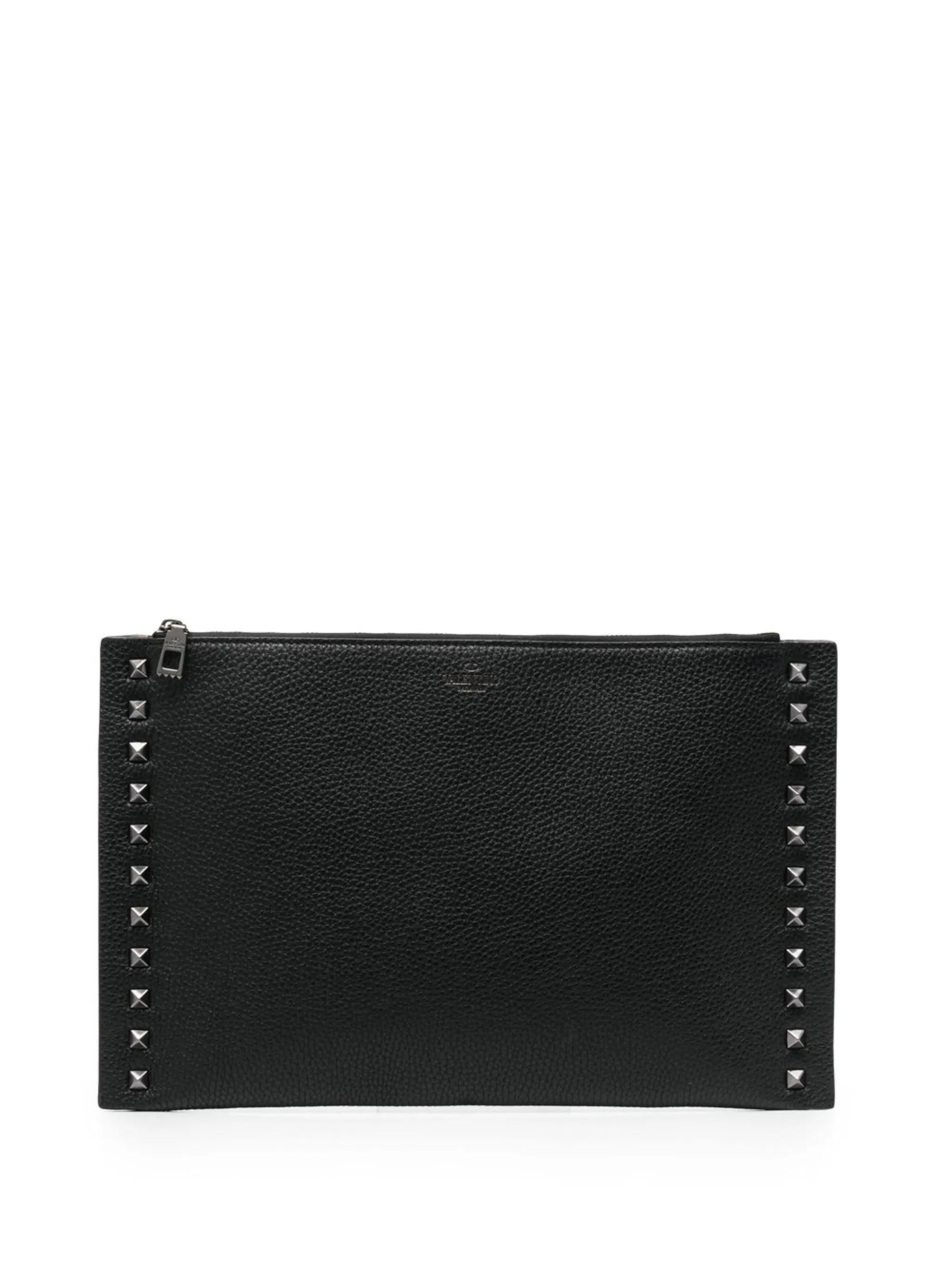 studded leather clutch-bag