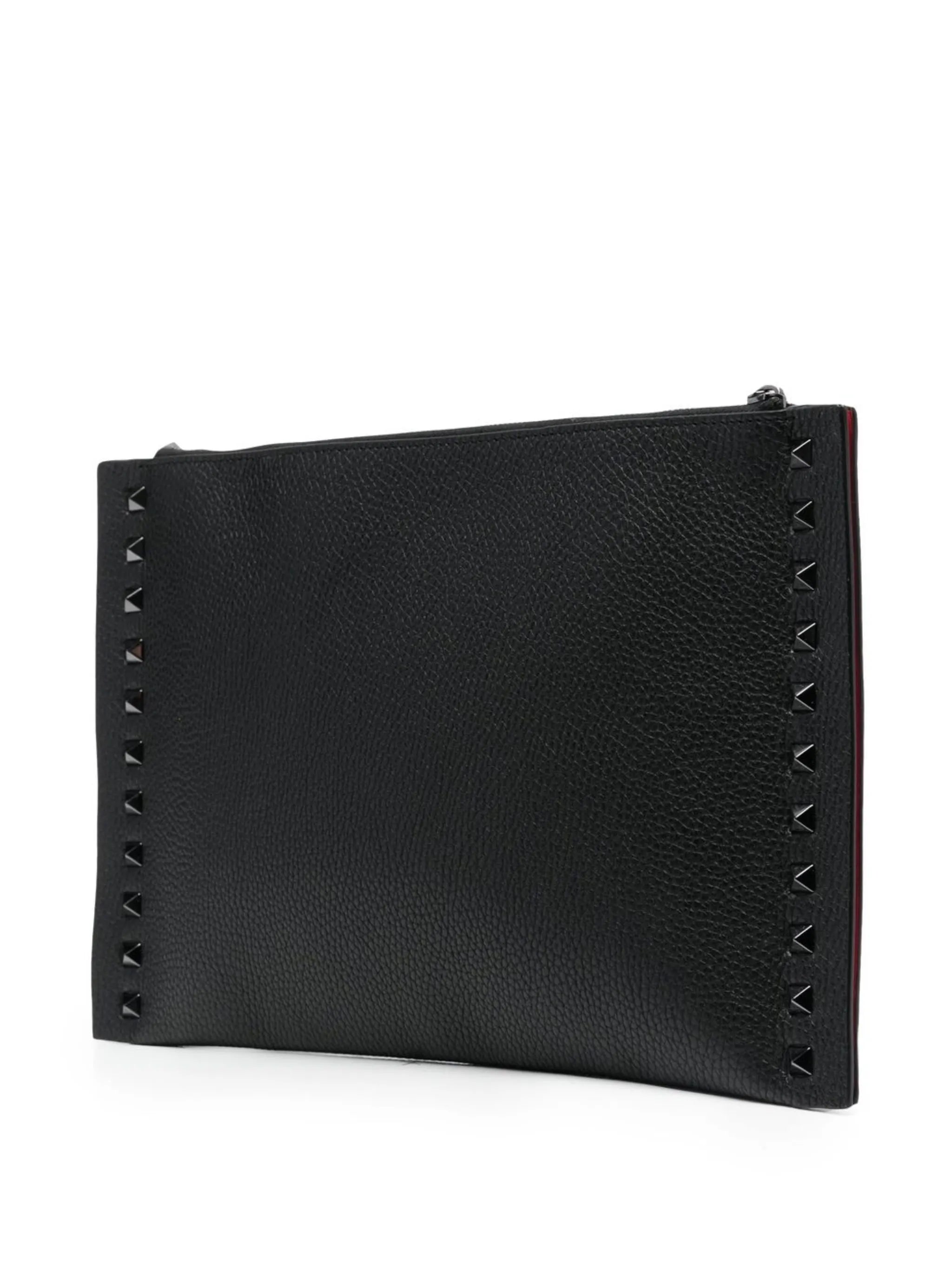 studded leather clutch-bag