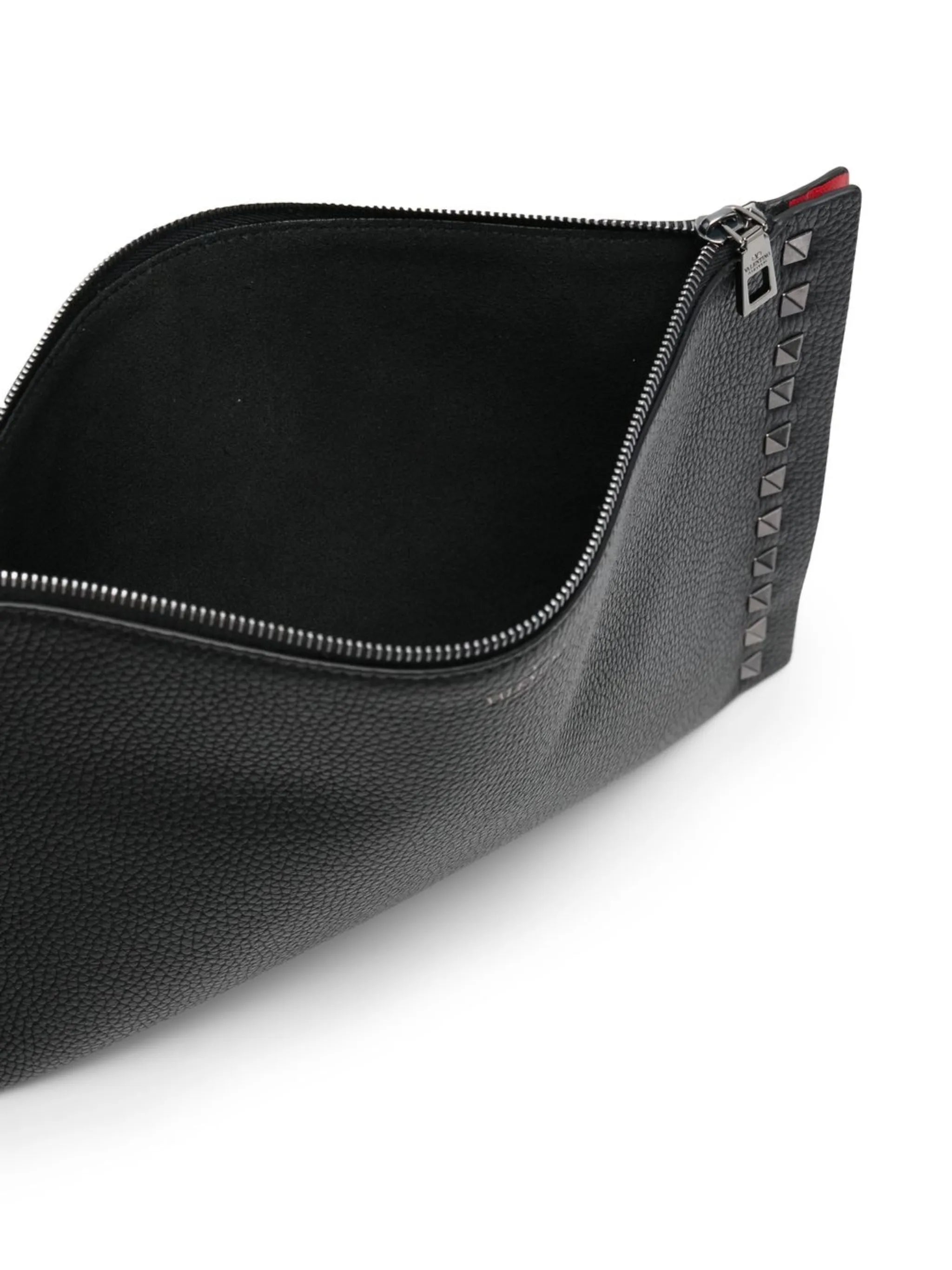 studded leather clutch-bag