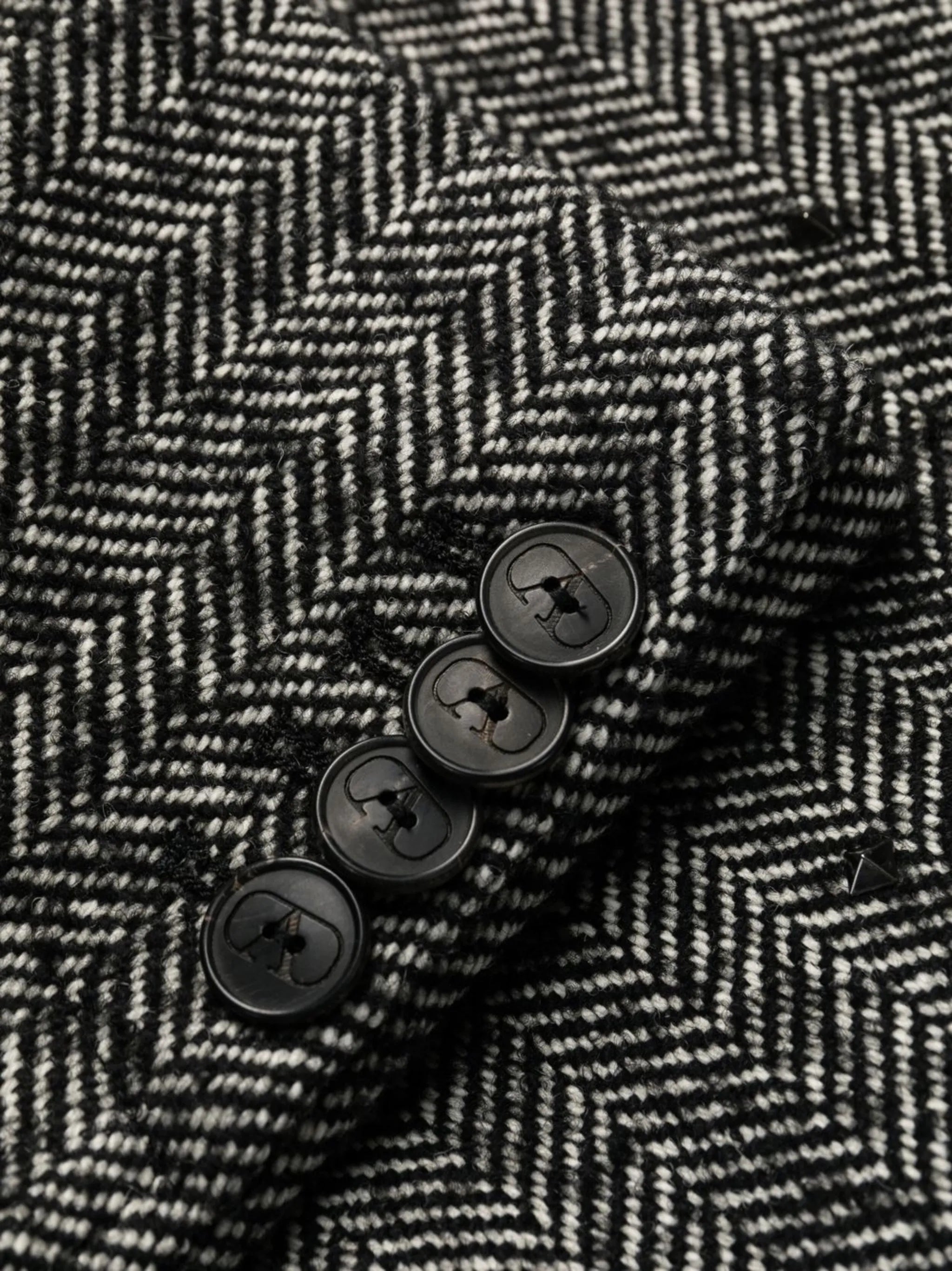 herringbone single-breasted coat