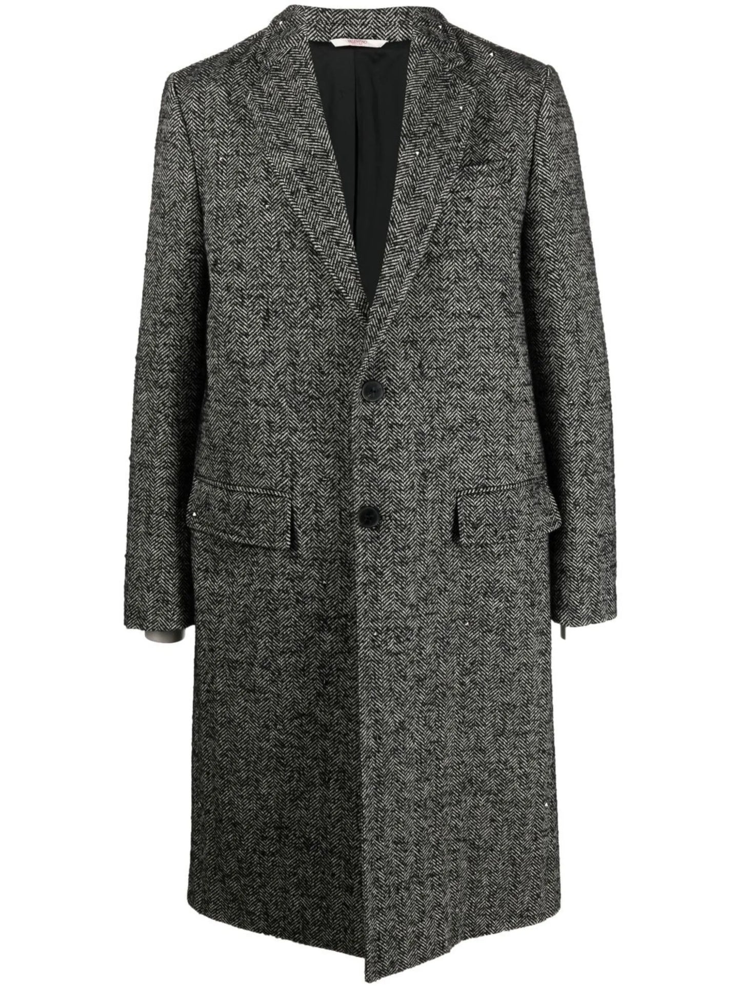 herringbone single-breasted coat