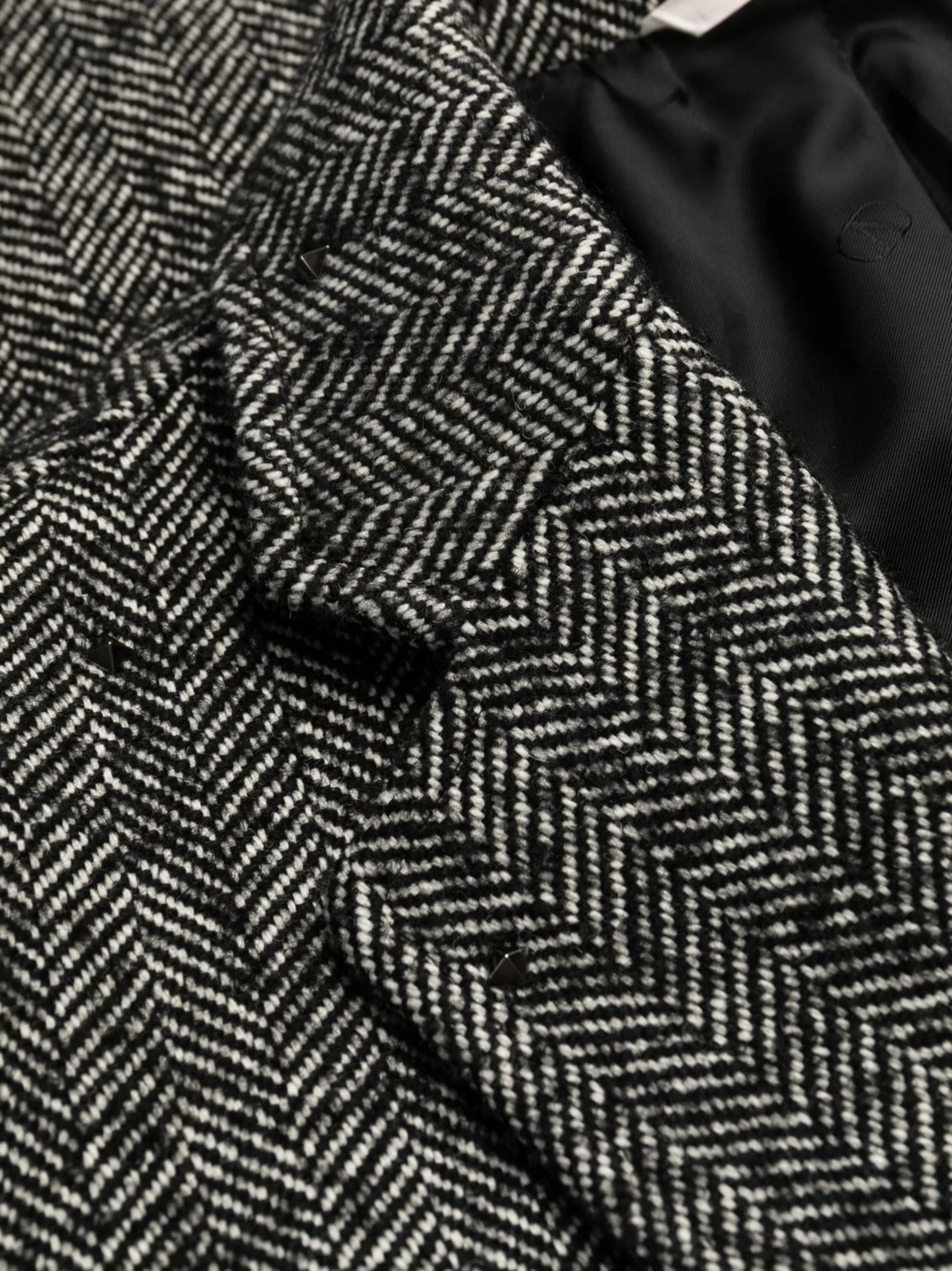 herringbone single-breasted coat