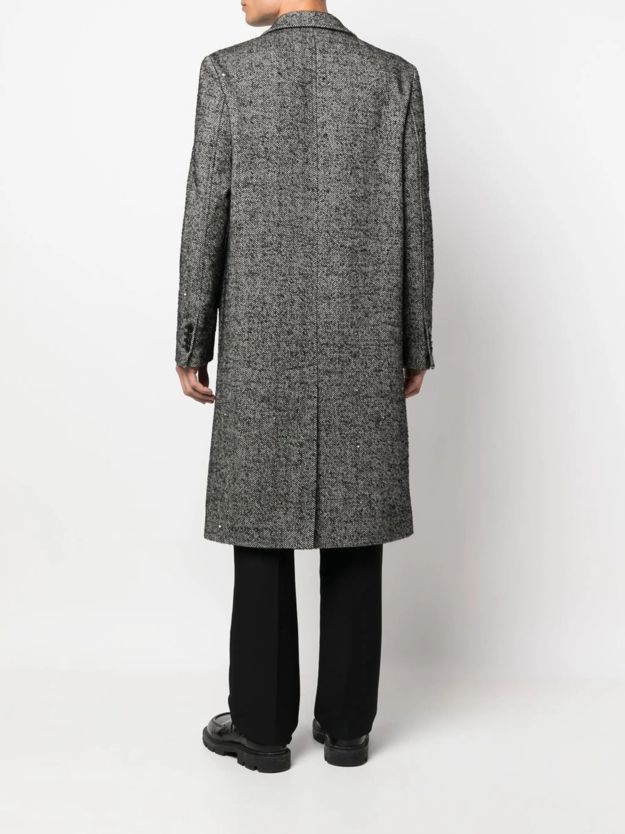 herringbone single-breasted coat