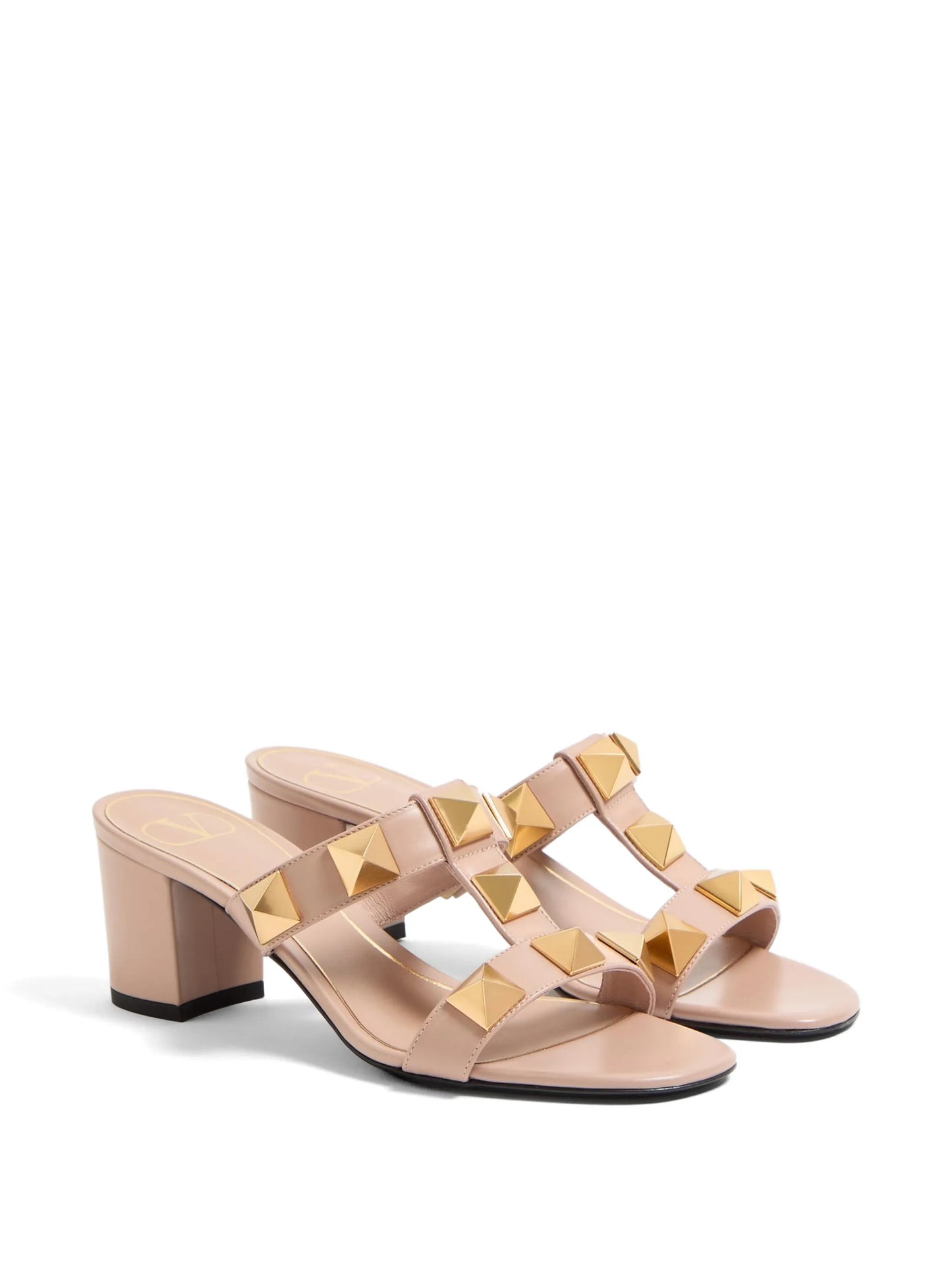 pink Roman Stud 65 leather mules