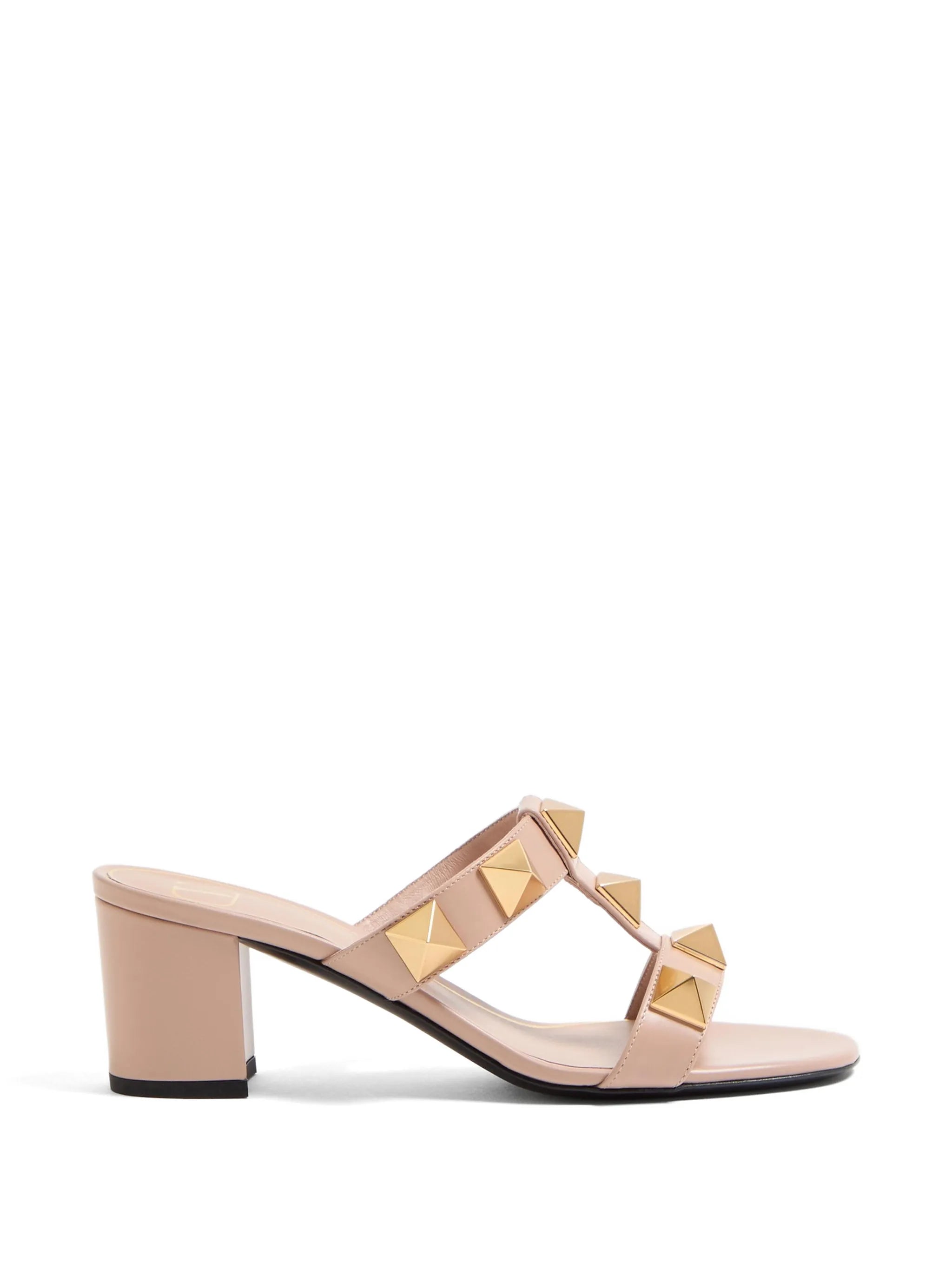 pink Roman Stud 65 leather mules