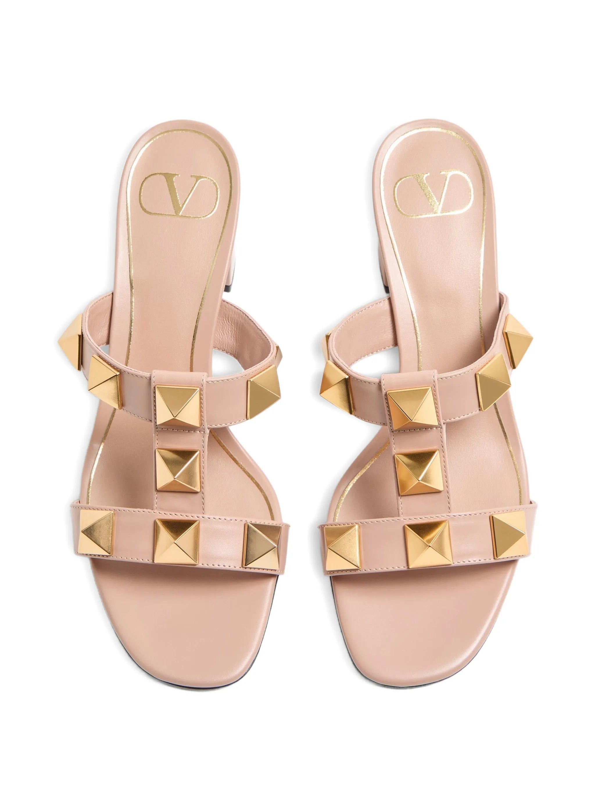 pink Roman Stud 65 leather mules