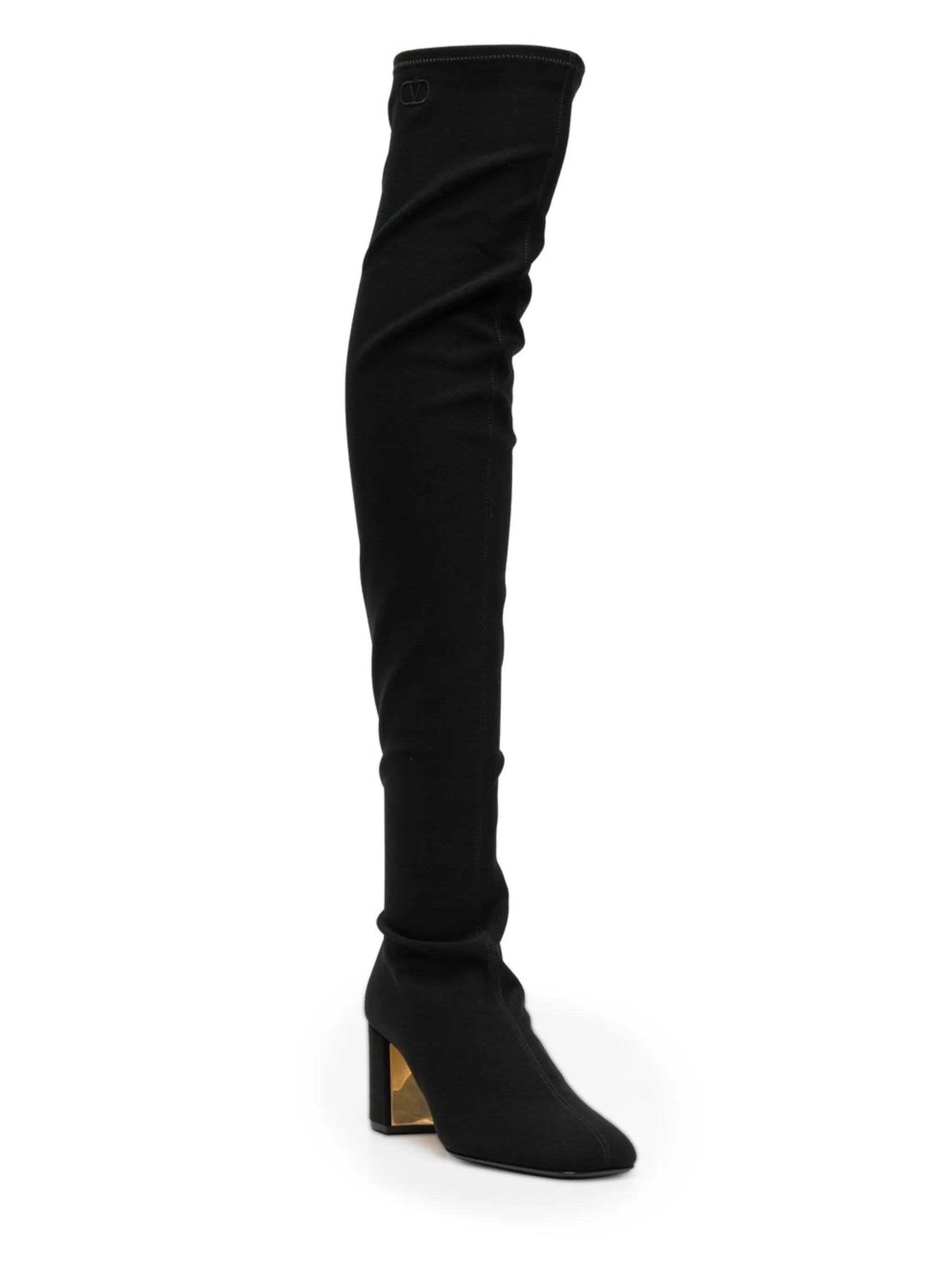 logo-embroidered over-the-knee boots