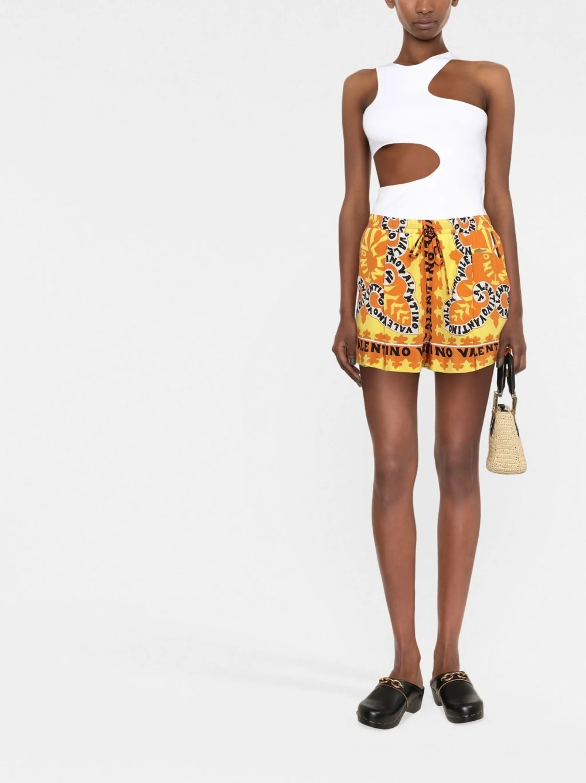 logo-print silk shorts