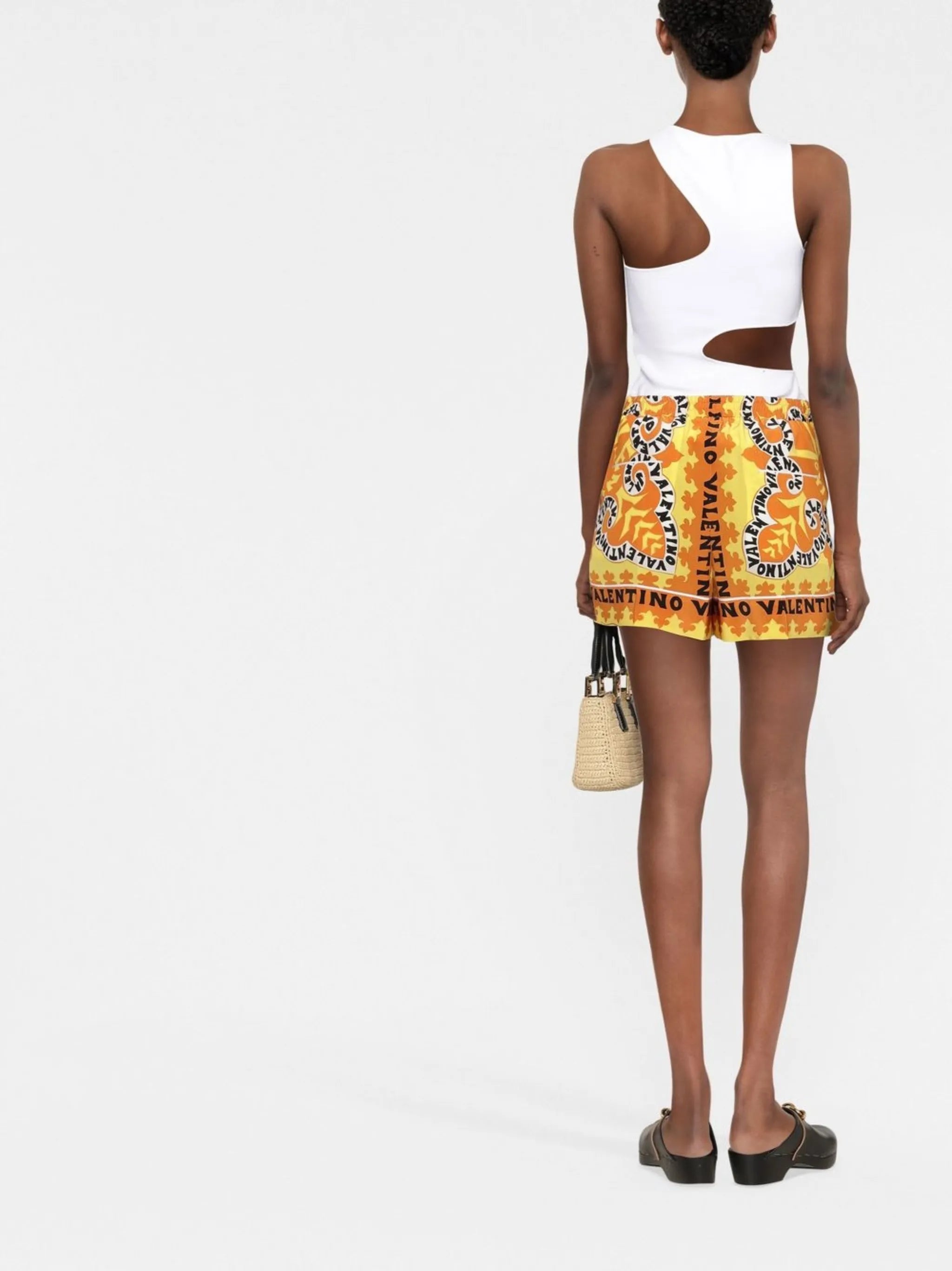 logo-print silk shorts