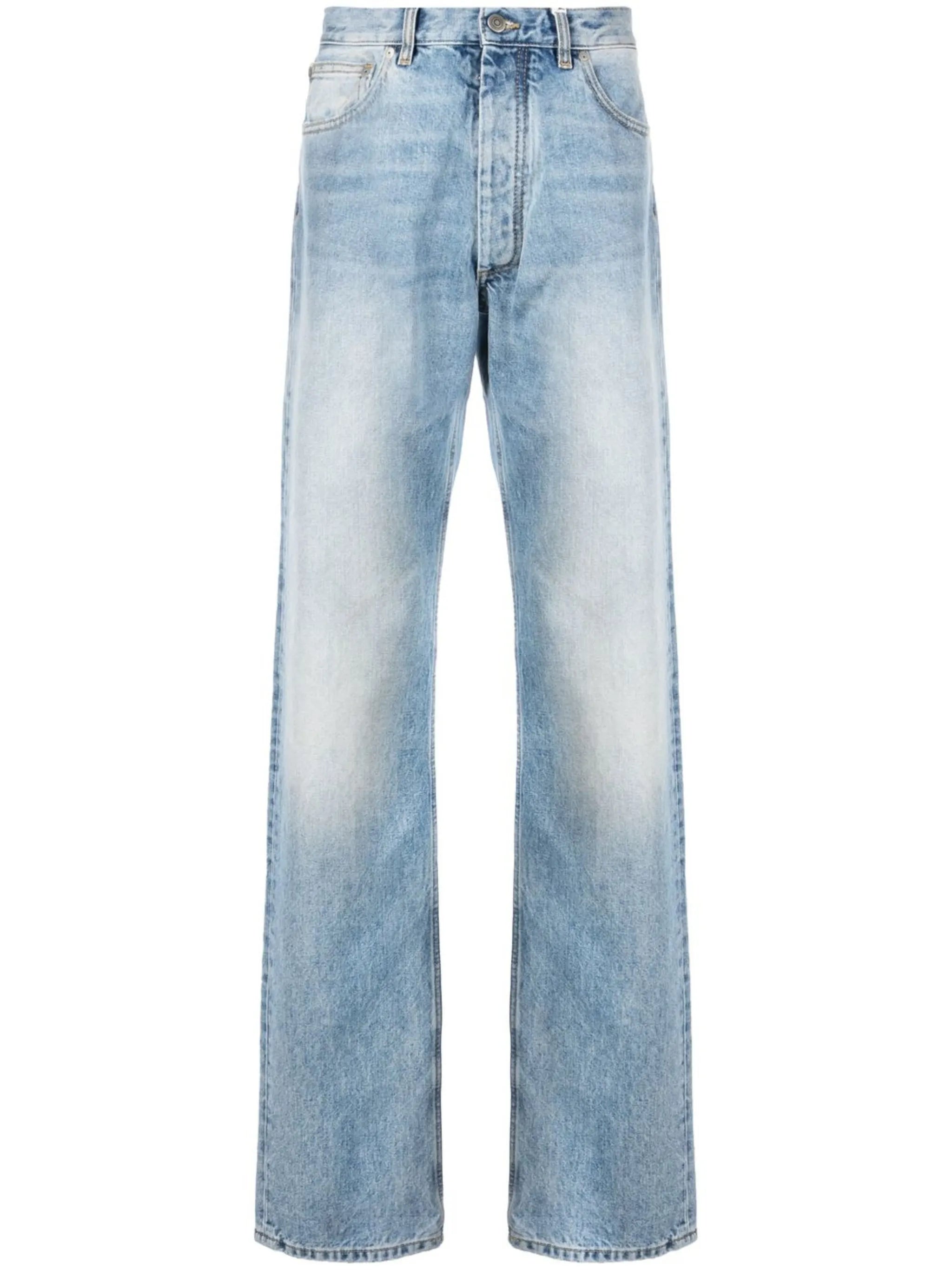 faded-effect straight-leg jeans