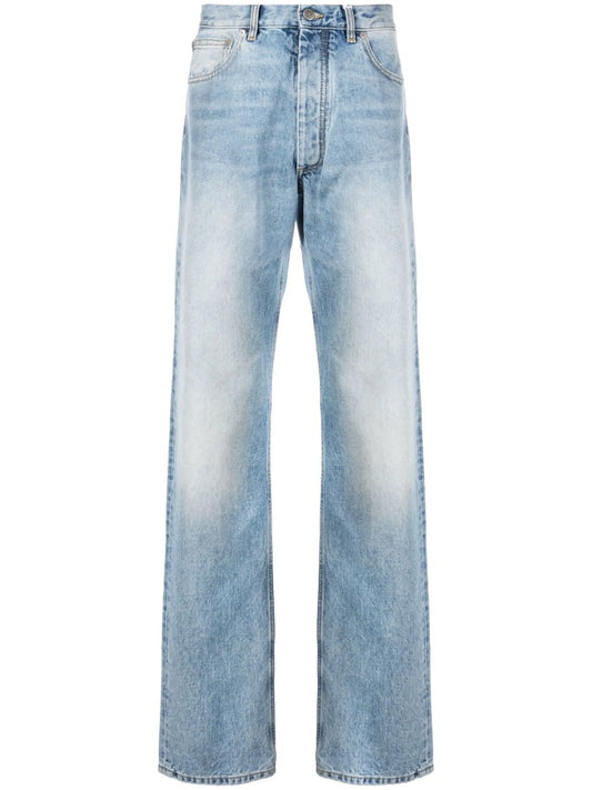 faded-effect straight-leg jeans