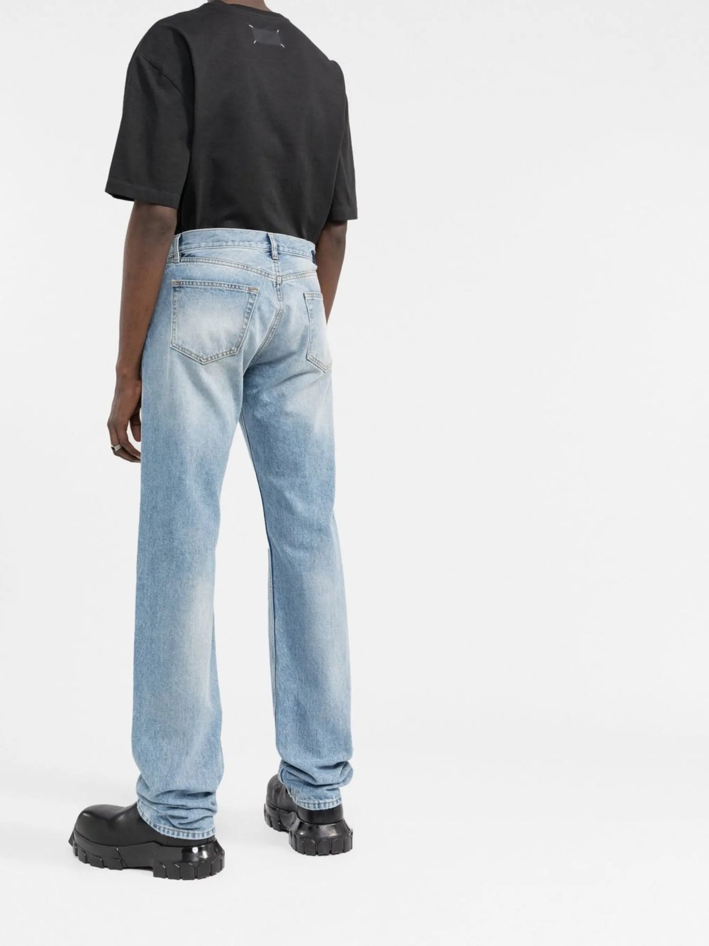 faded-effect straight-leg jeans