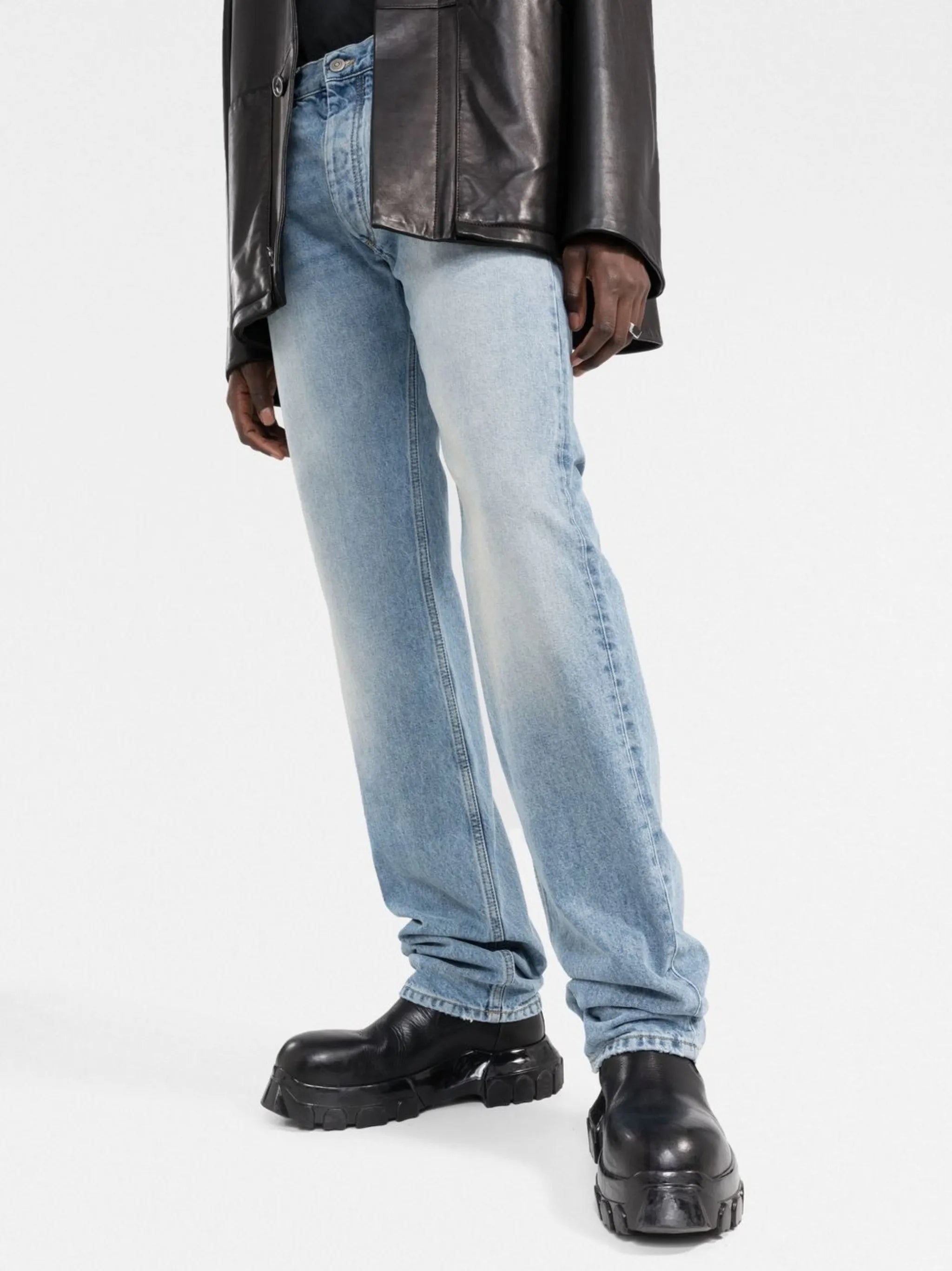 faded-effect straight-leg jeans