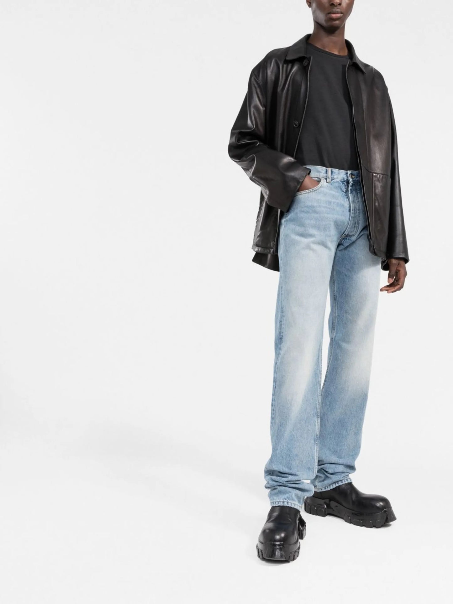 faded-effect straight-leg jeans