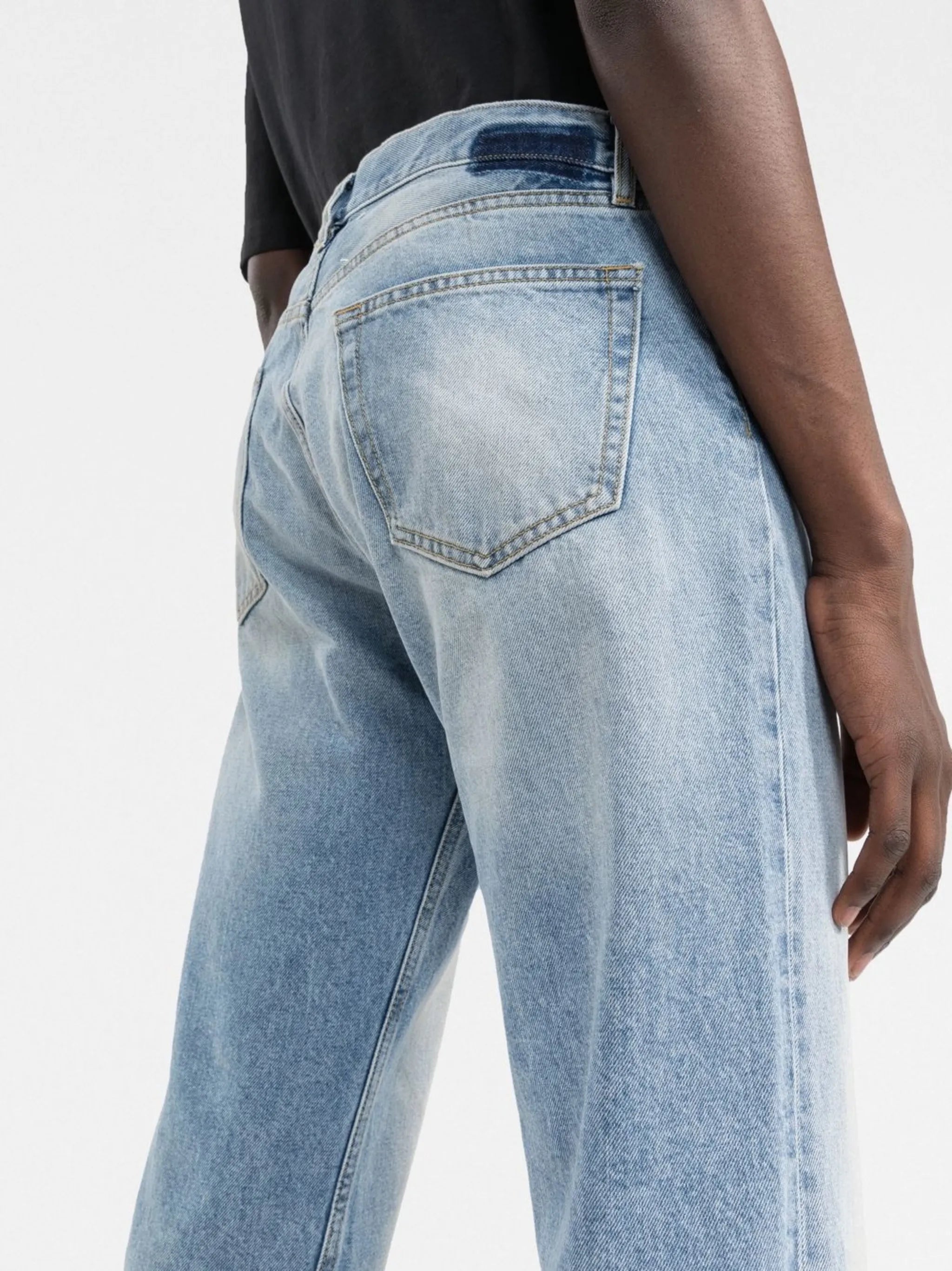faded-effect straight-leg jeans