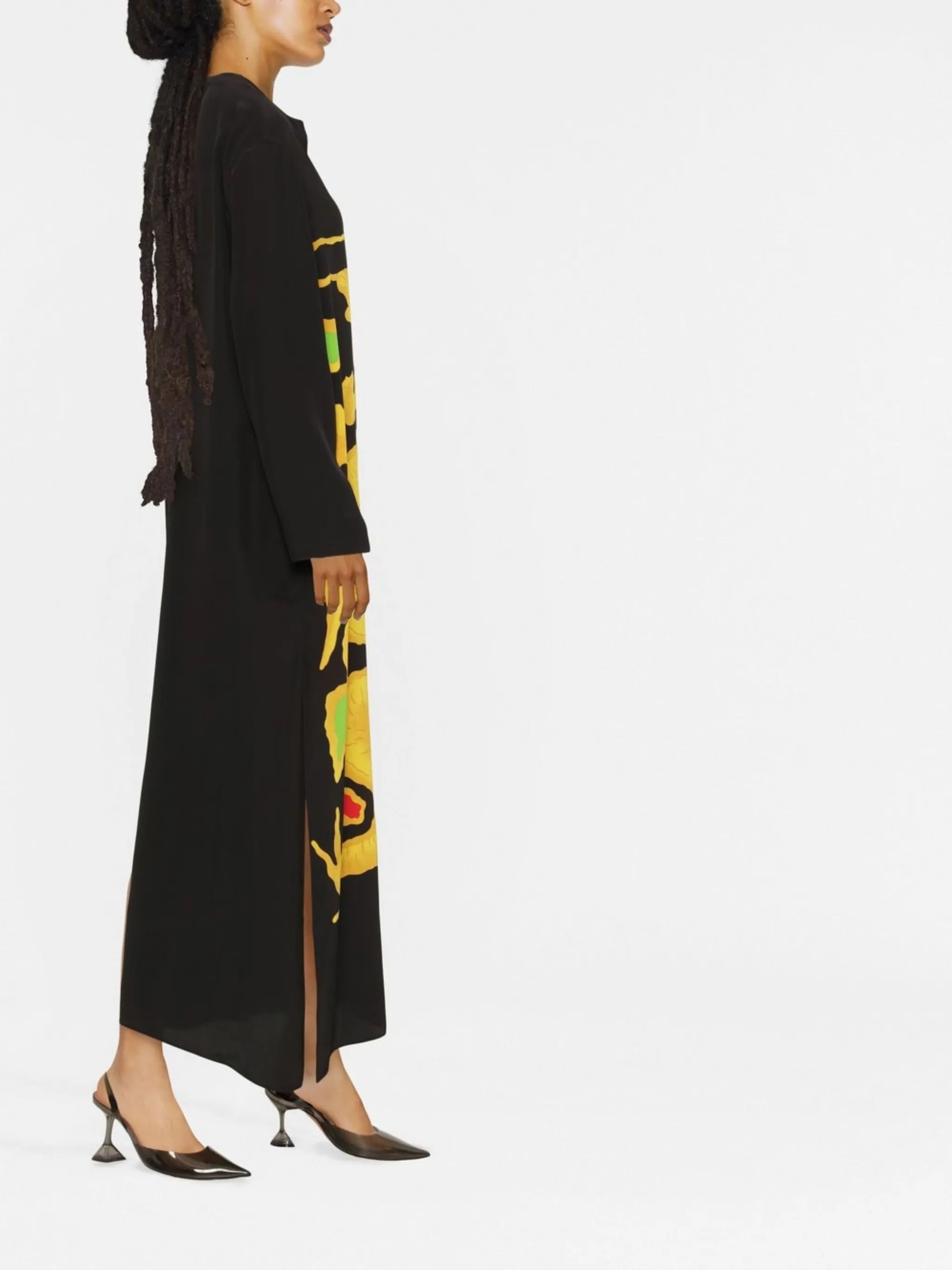 graphic-print silk maxi dress