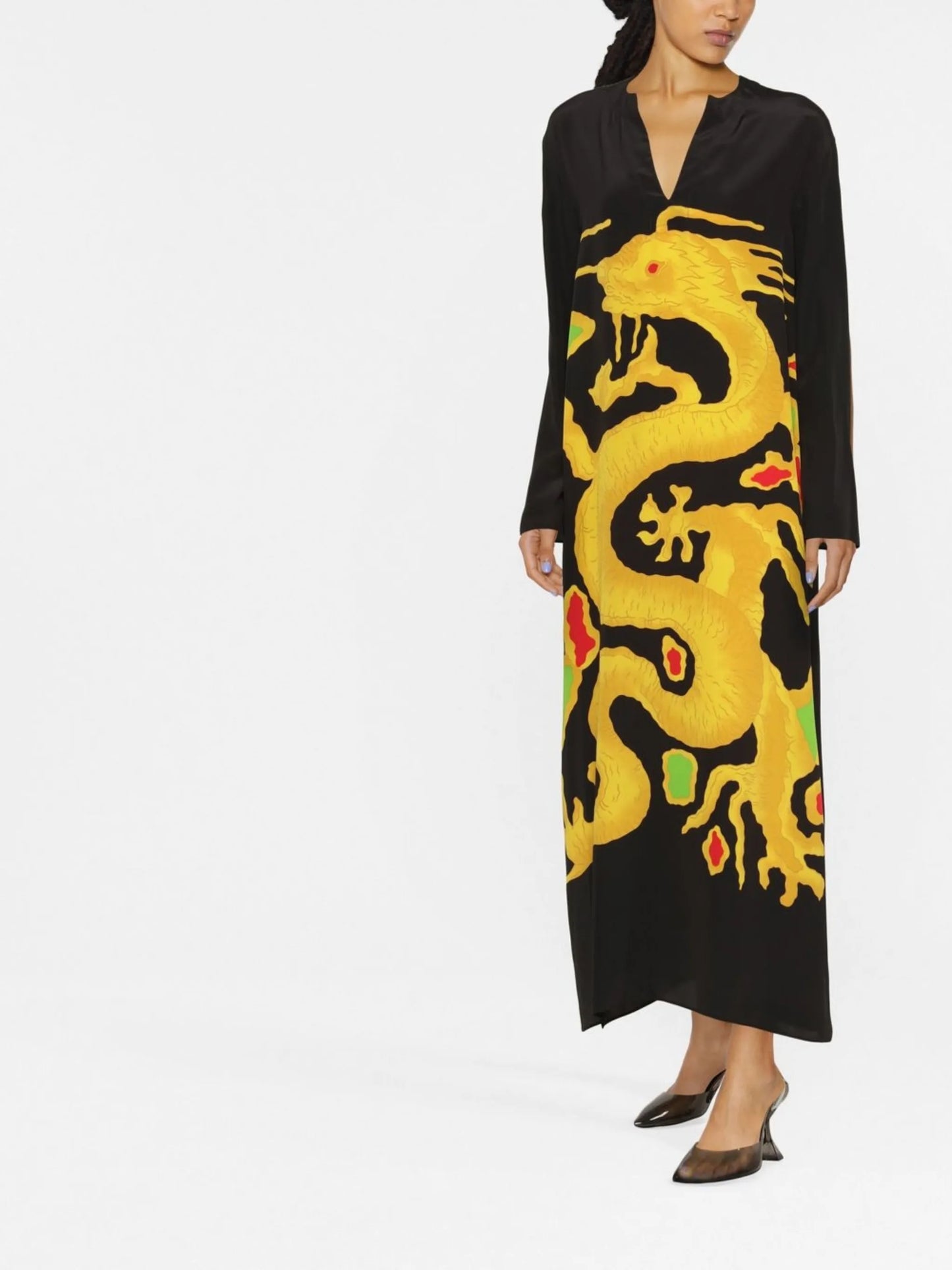 graphic-print silk maxi dress