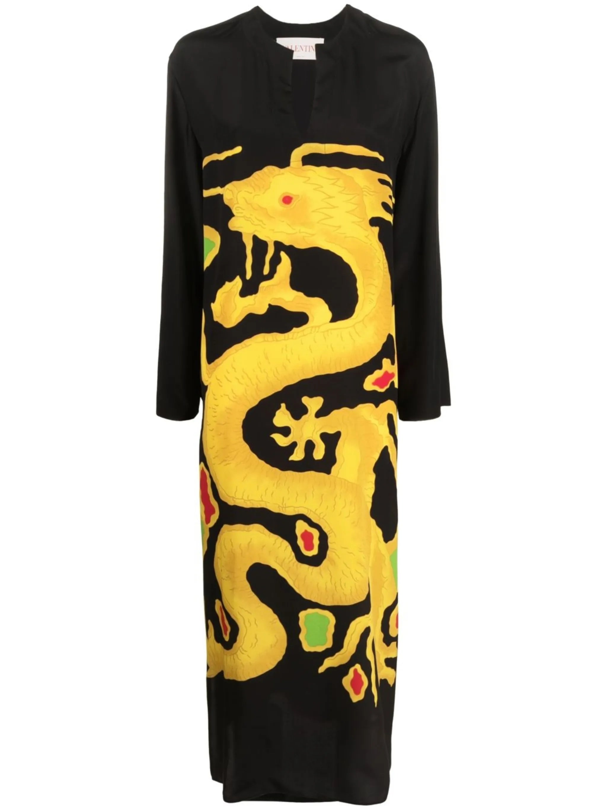 graphic-print silk maxi dress