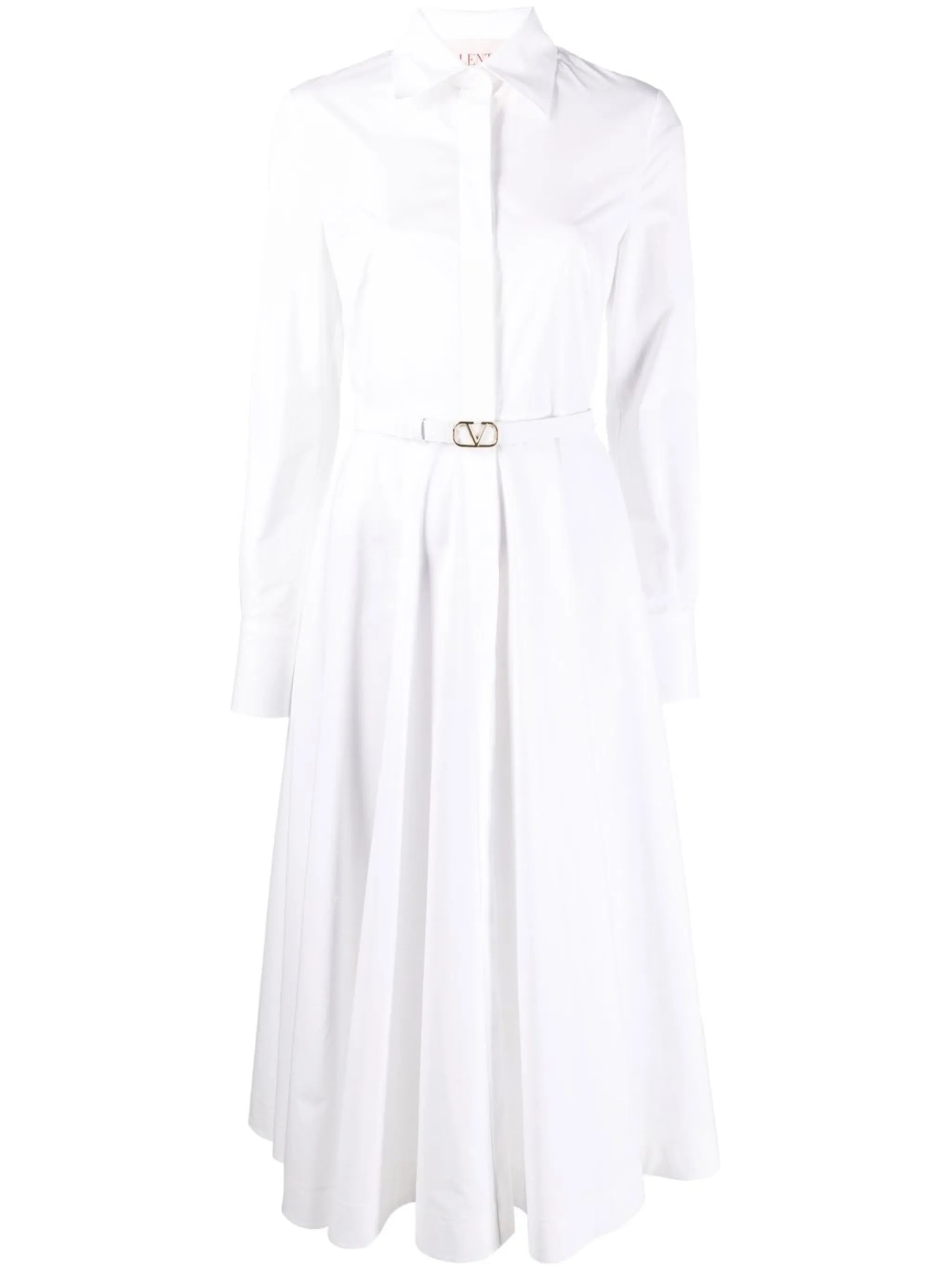 logo-buckle cotton popeline midi dress