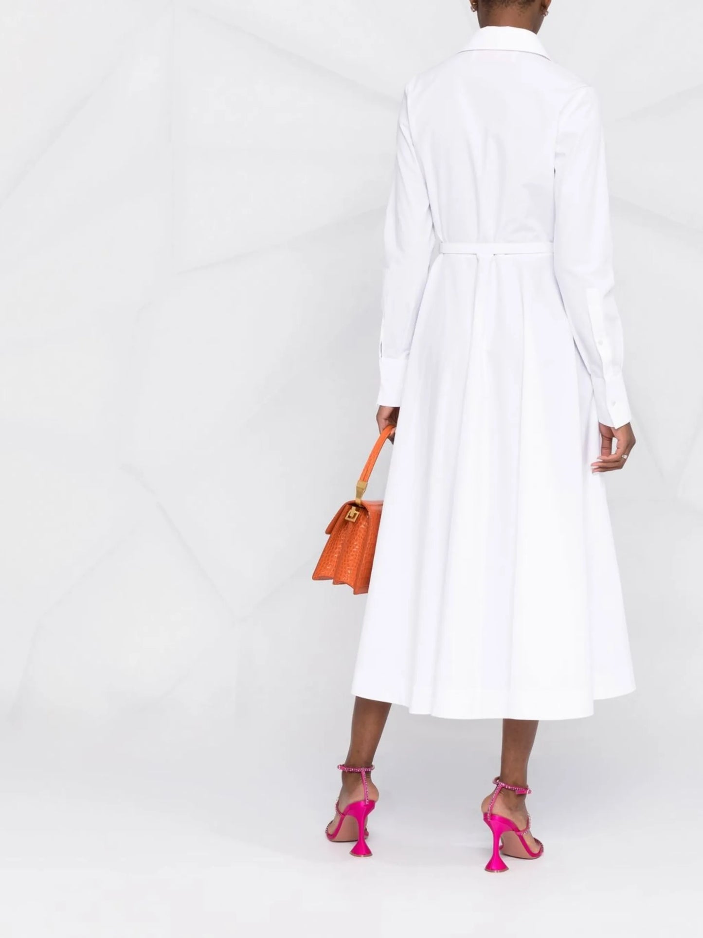 logo-buckle cotton popeline midi dress