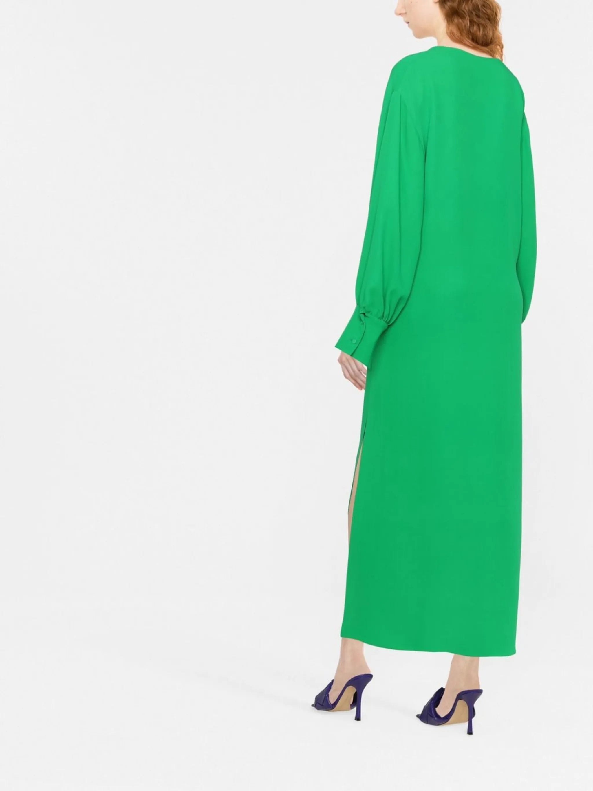 V-neck long-length dress