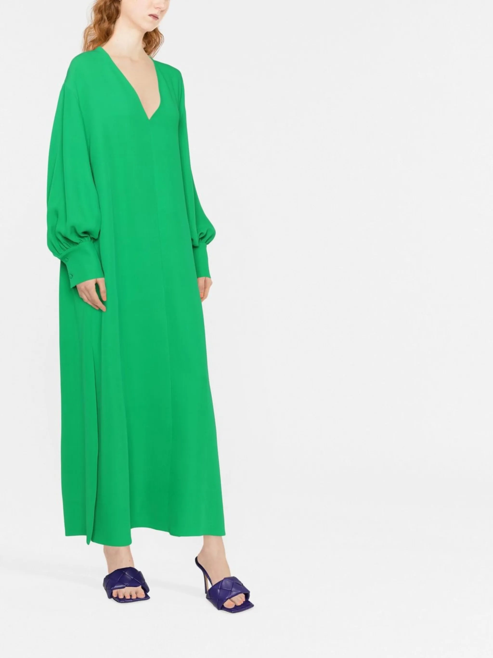V-neck long-length dress