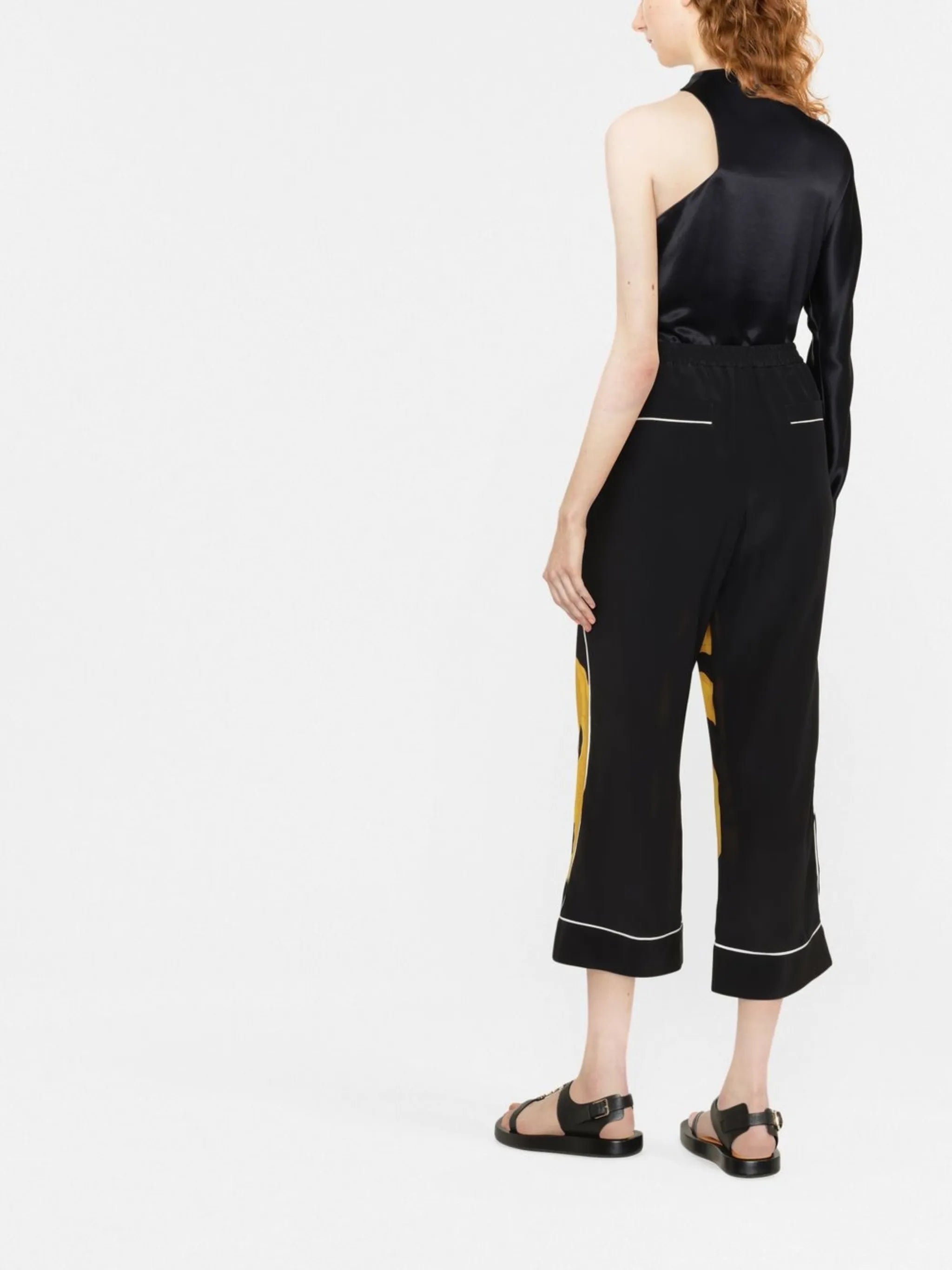 dragon-print cropped silk trousers