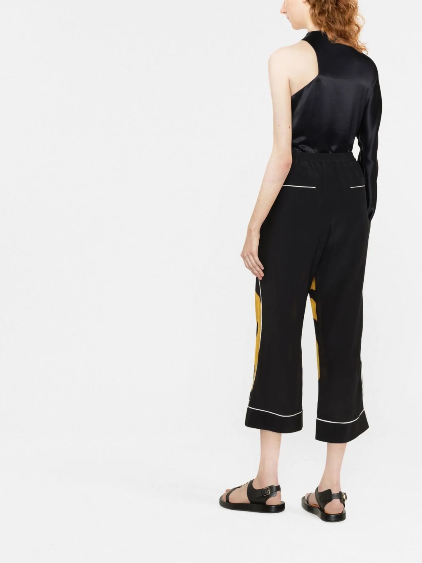 dragon-print cropped silk trousers