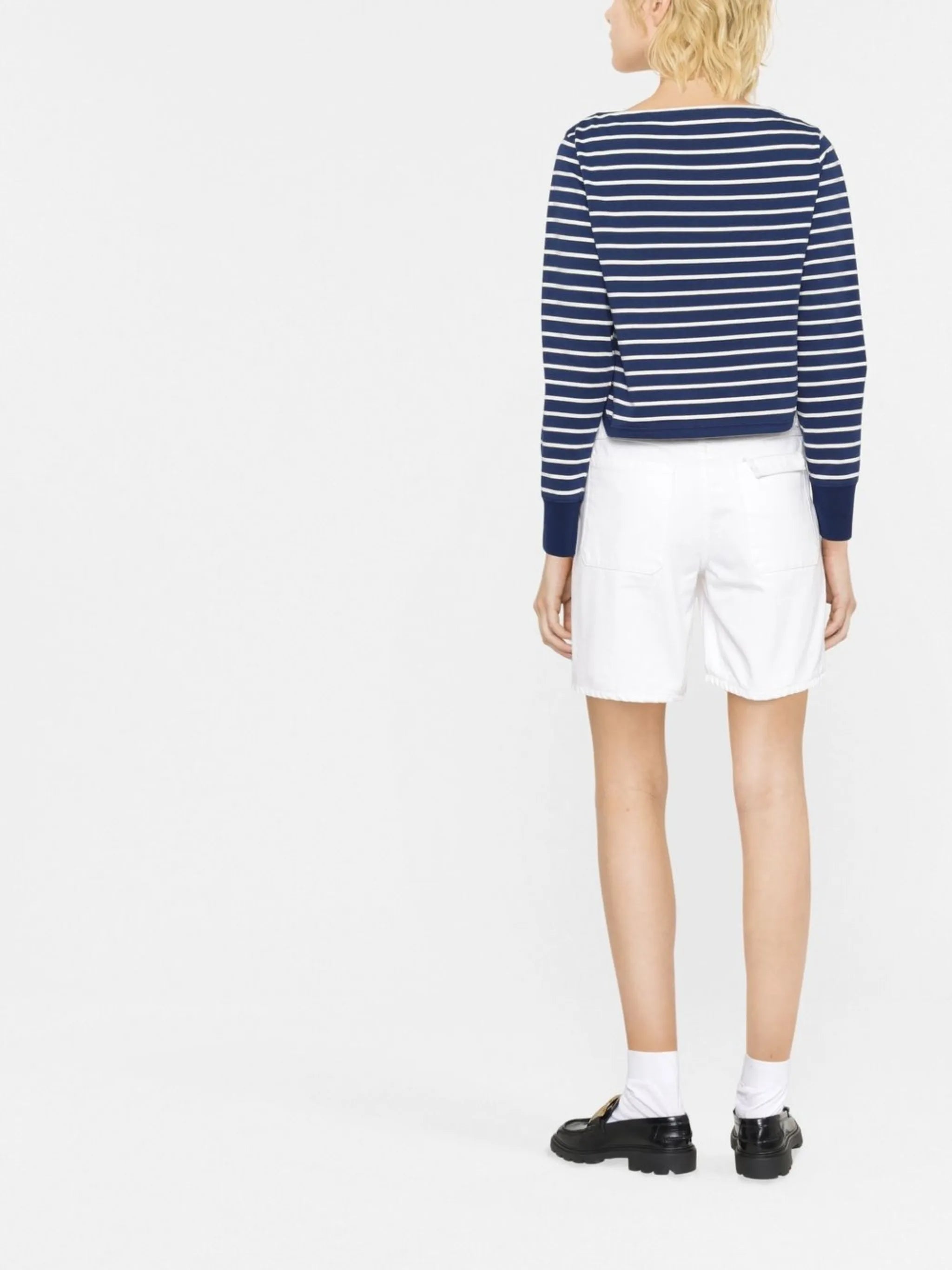 striped sequin-logo top