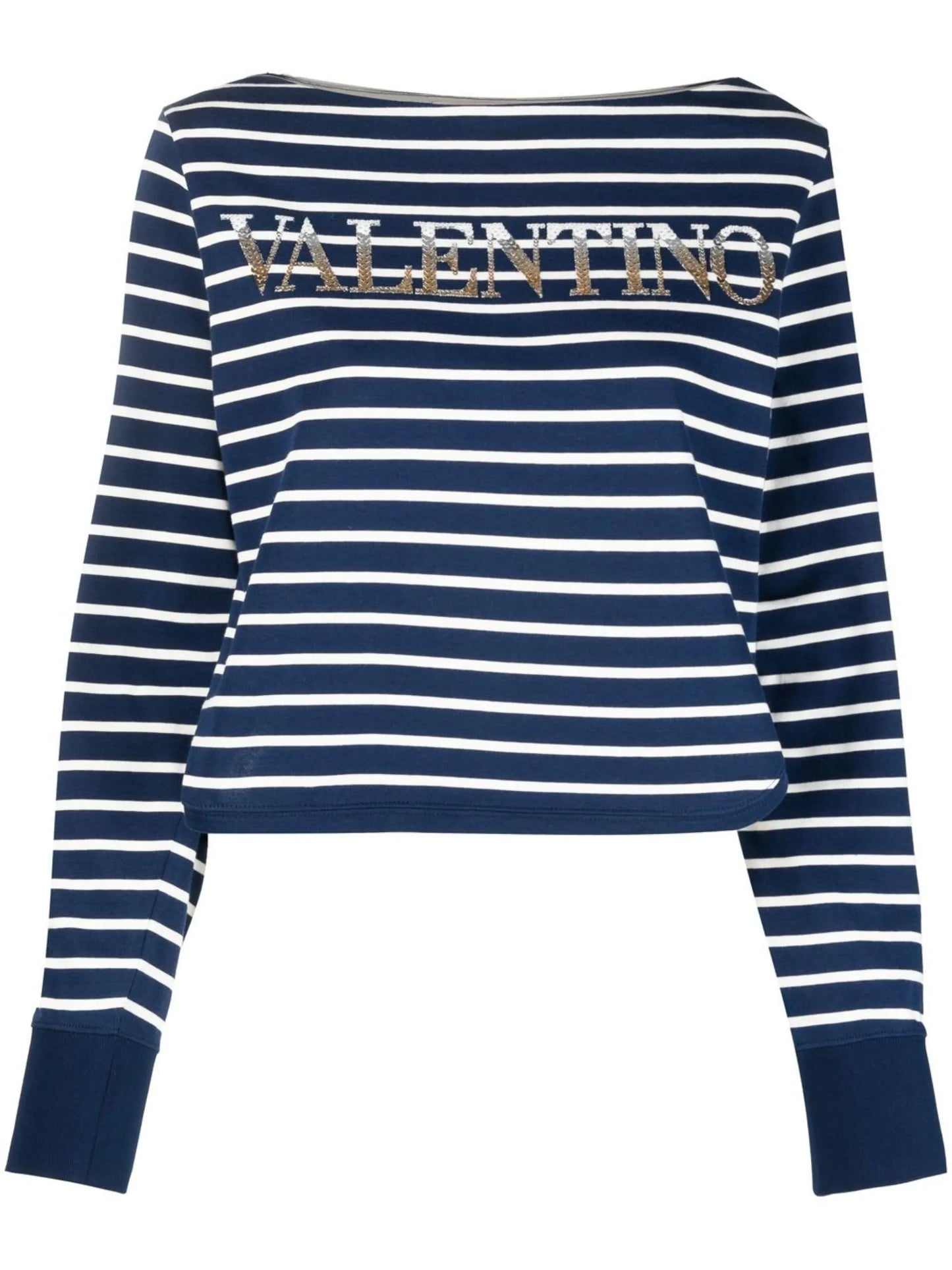 striped sequin-logo top