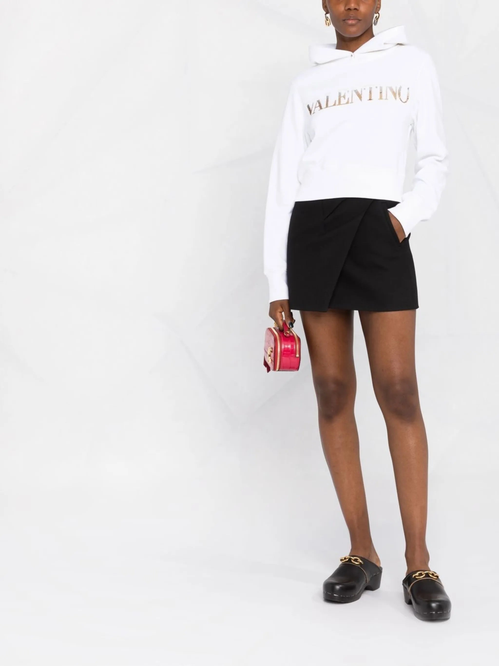 logo-sequinned cropped hoodie