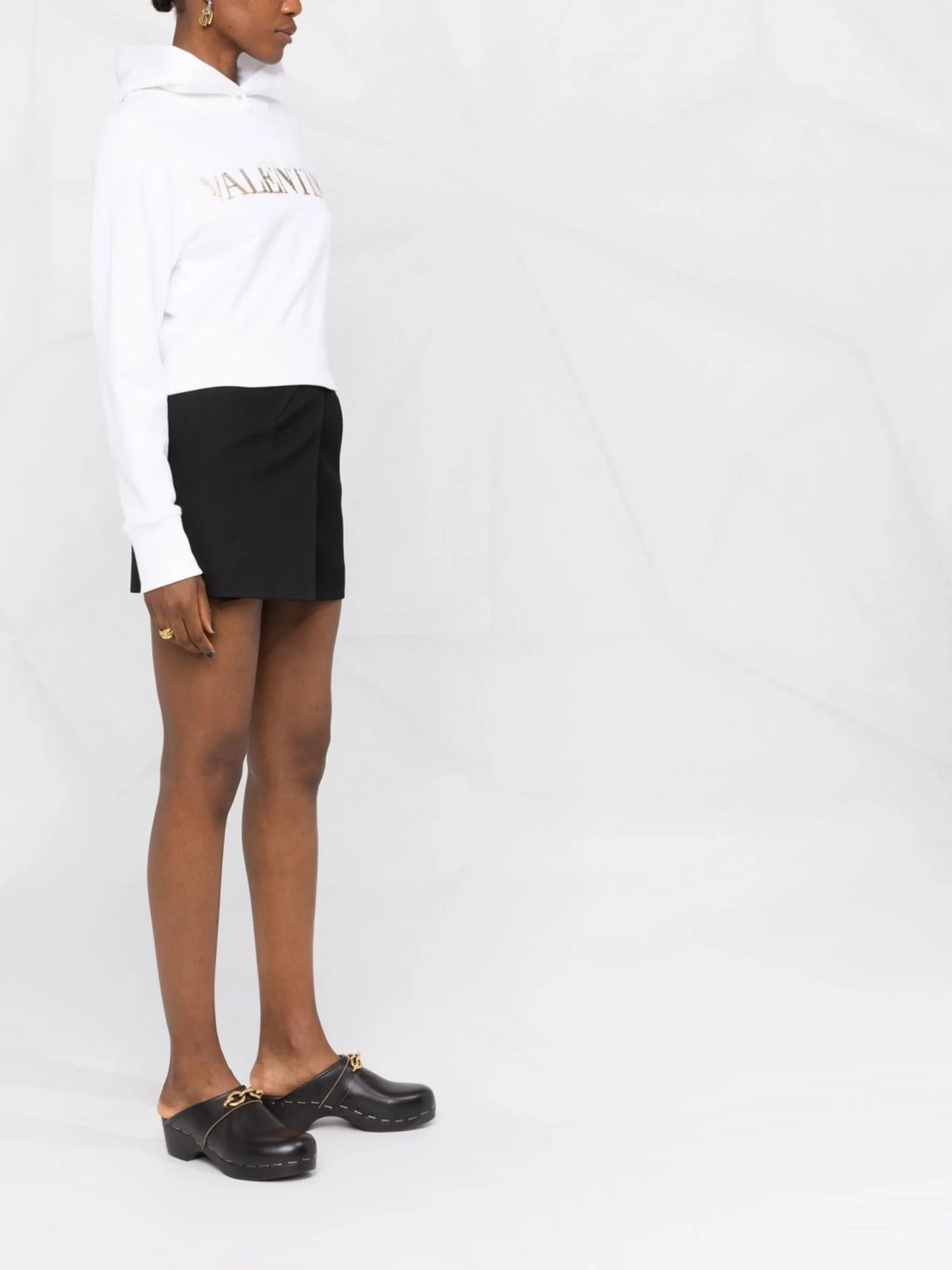 logo-sequinned cropped hoodie