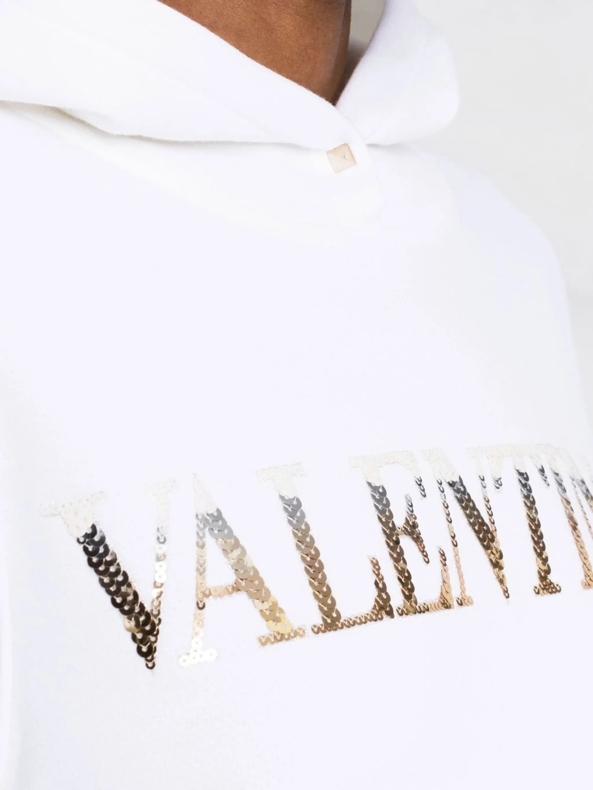 logo-sequinned cropped hoodie