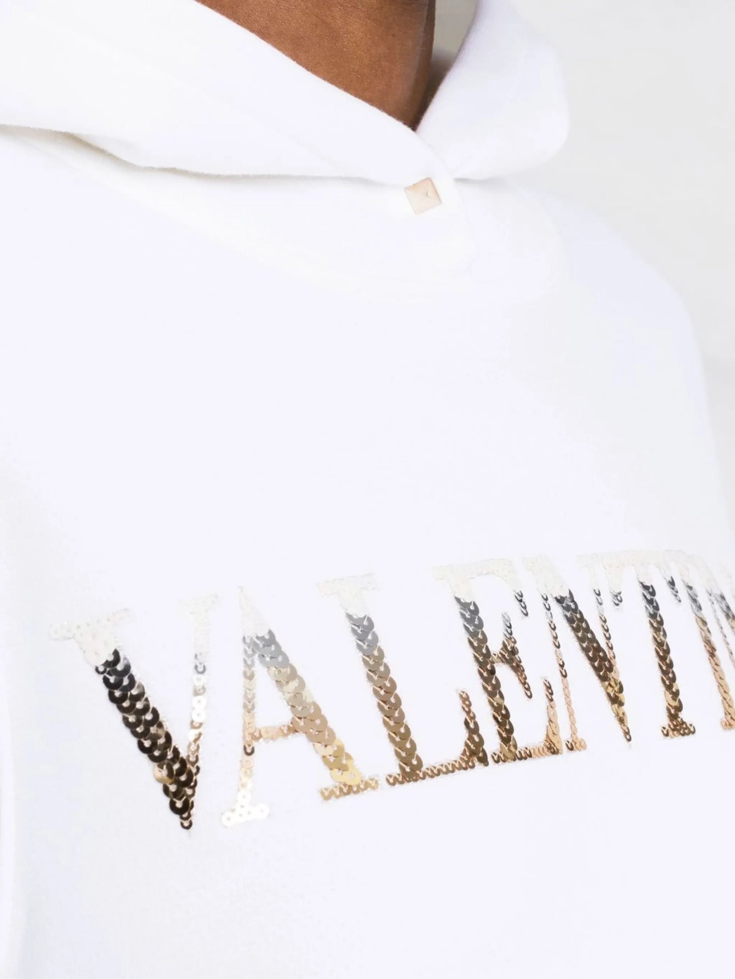 logo-sequinned cropped hoodie